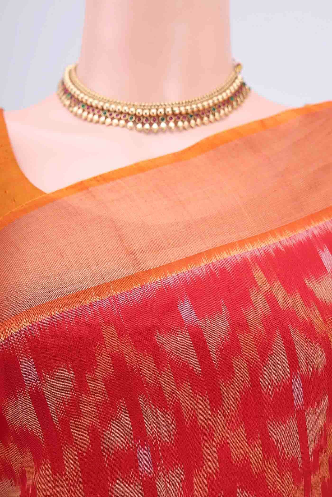 Red Silk Cotton Saree - Image 2