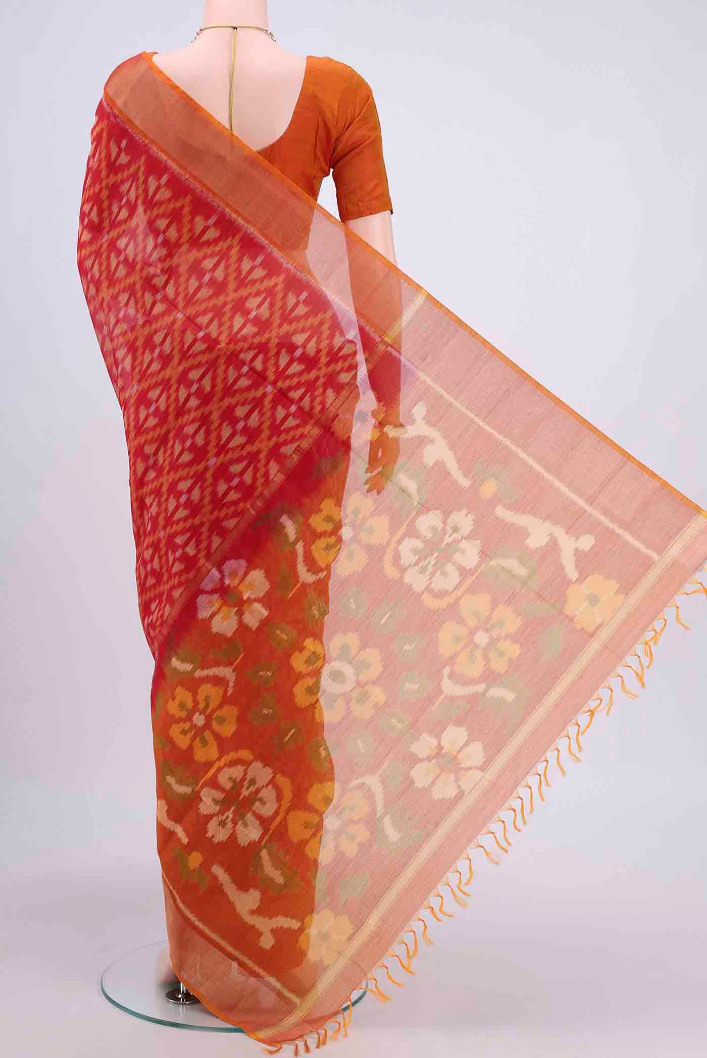 Red Silk Cotton Saree - Image 3