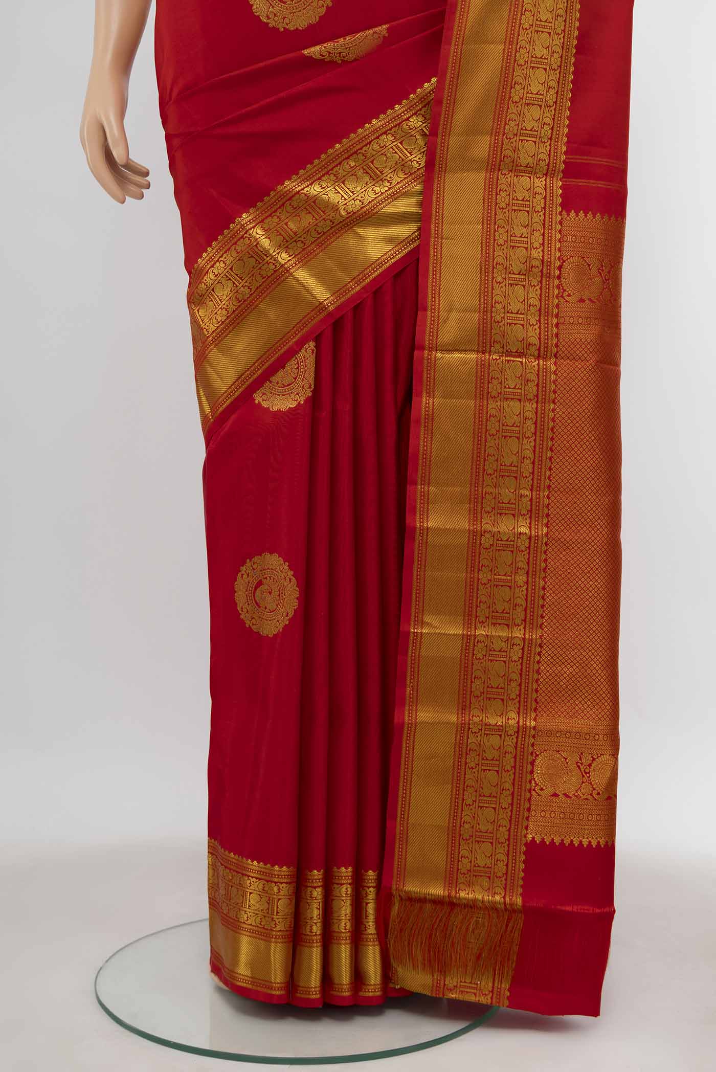 Red Kanchipuram Silk Saree - Image 3