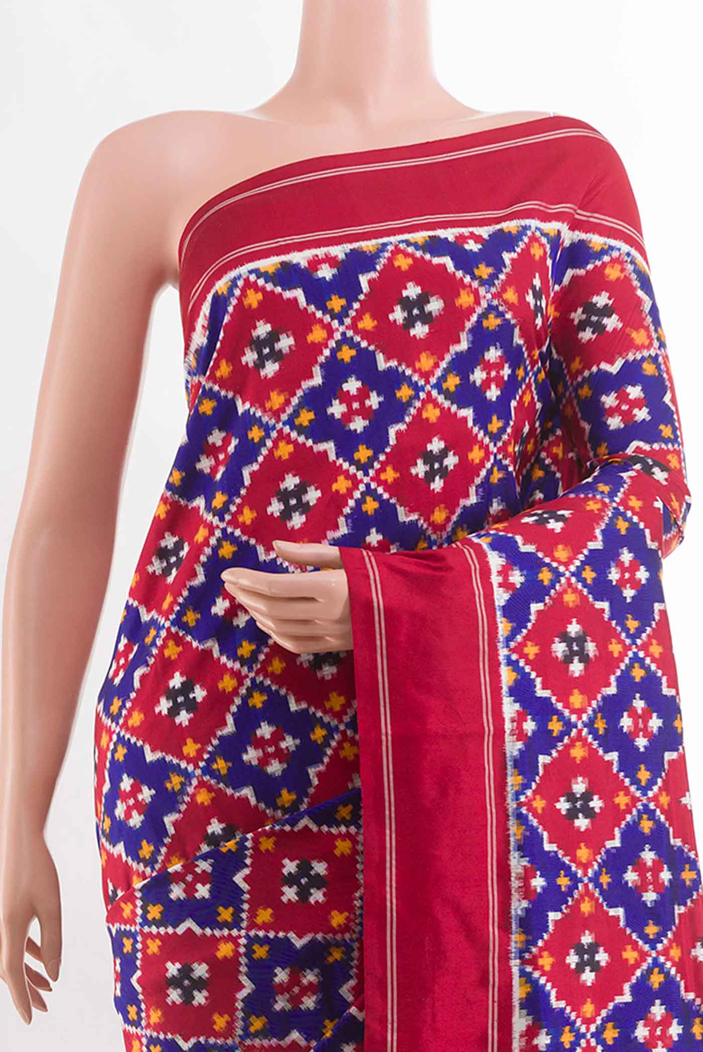 Red Pochampally Silk Saree - Image 2