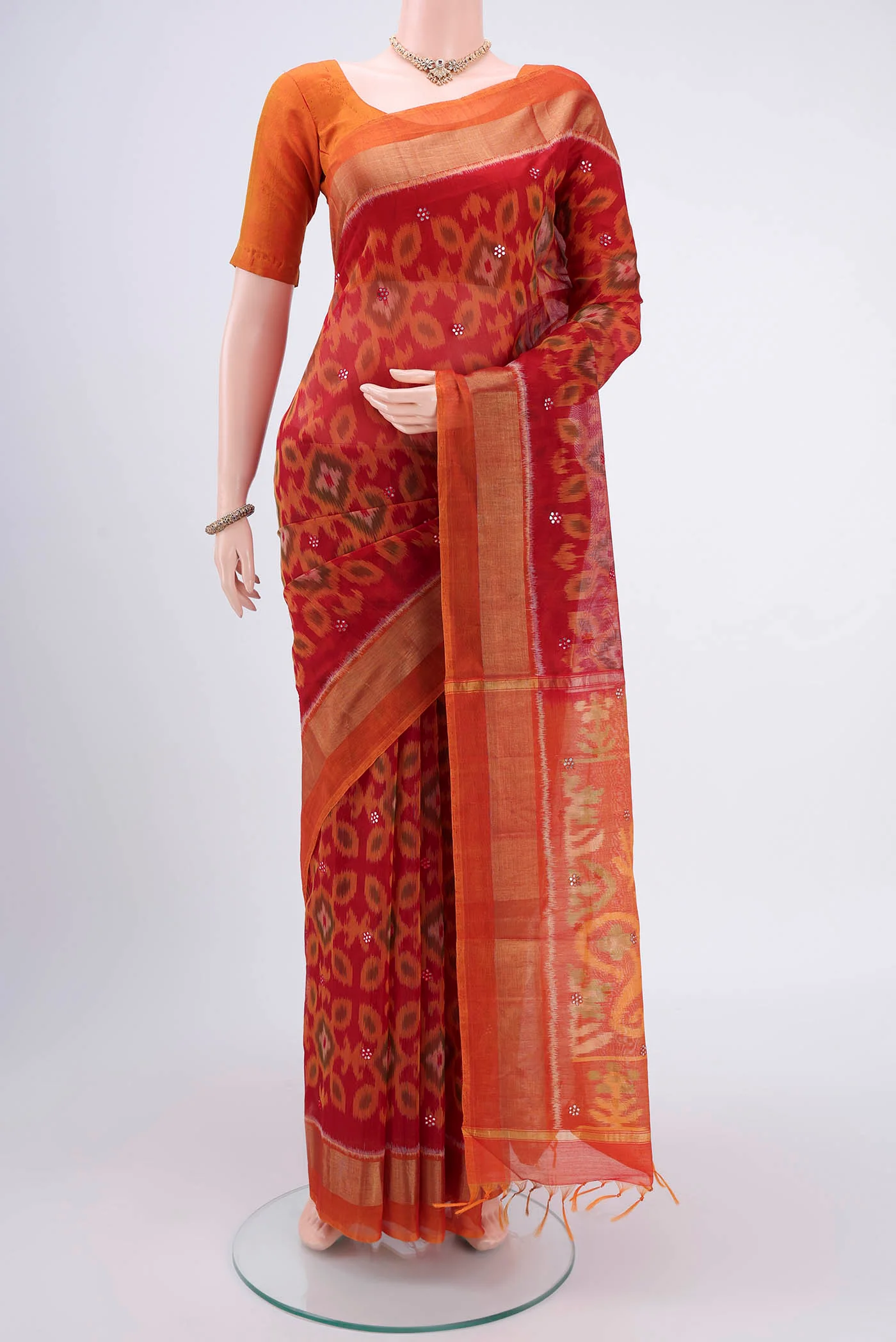 Red Silk Cotton Saree