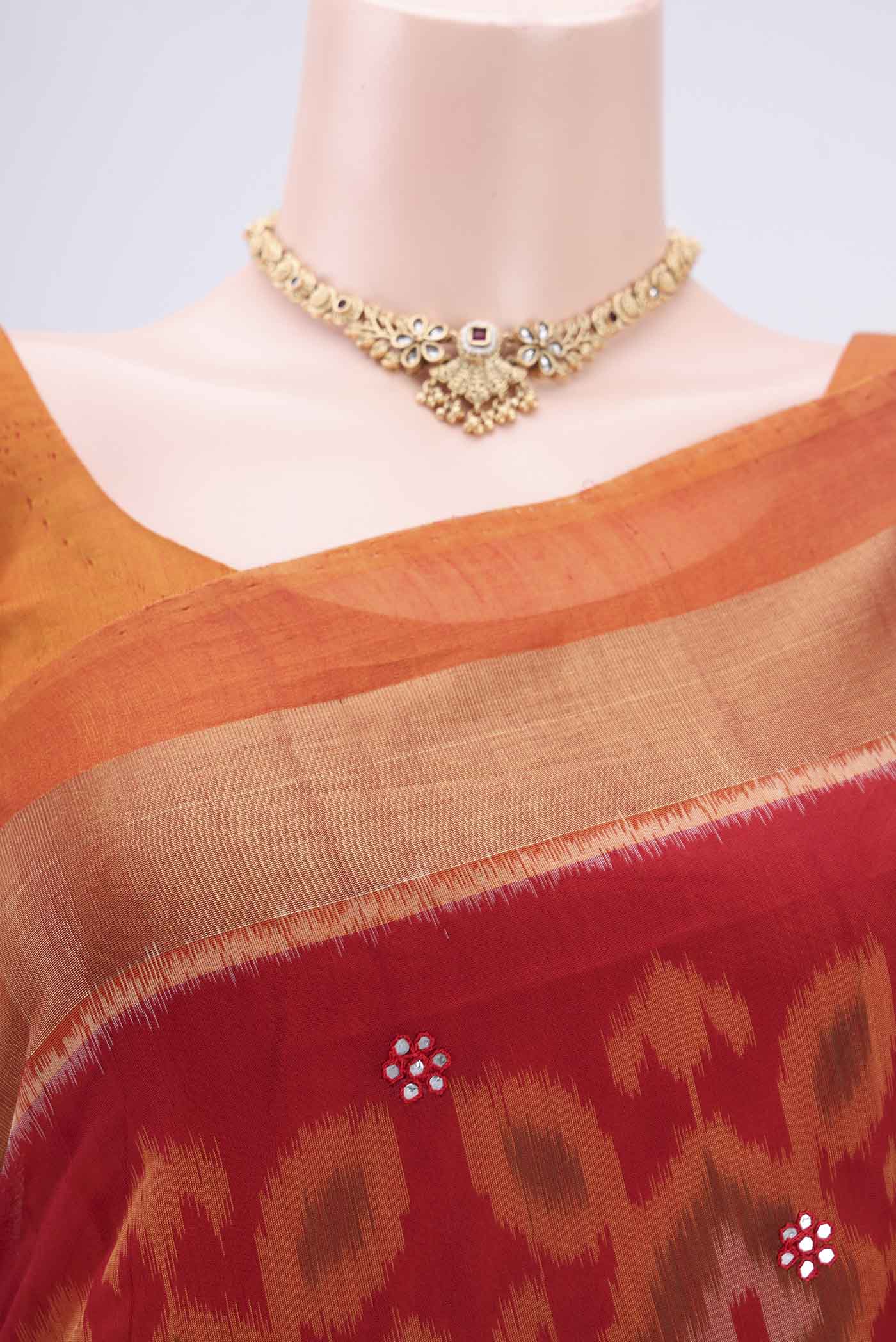Red Silk Cotton Saree - Image 2