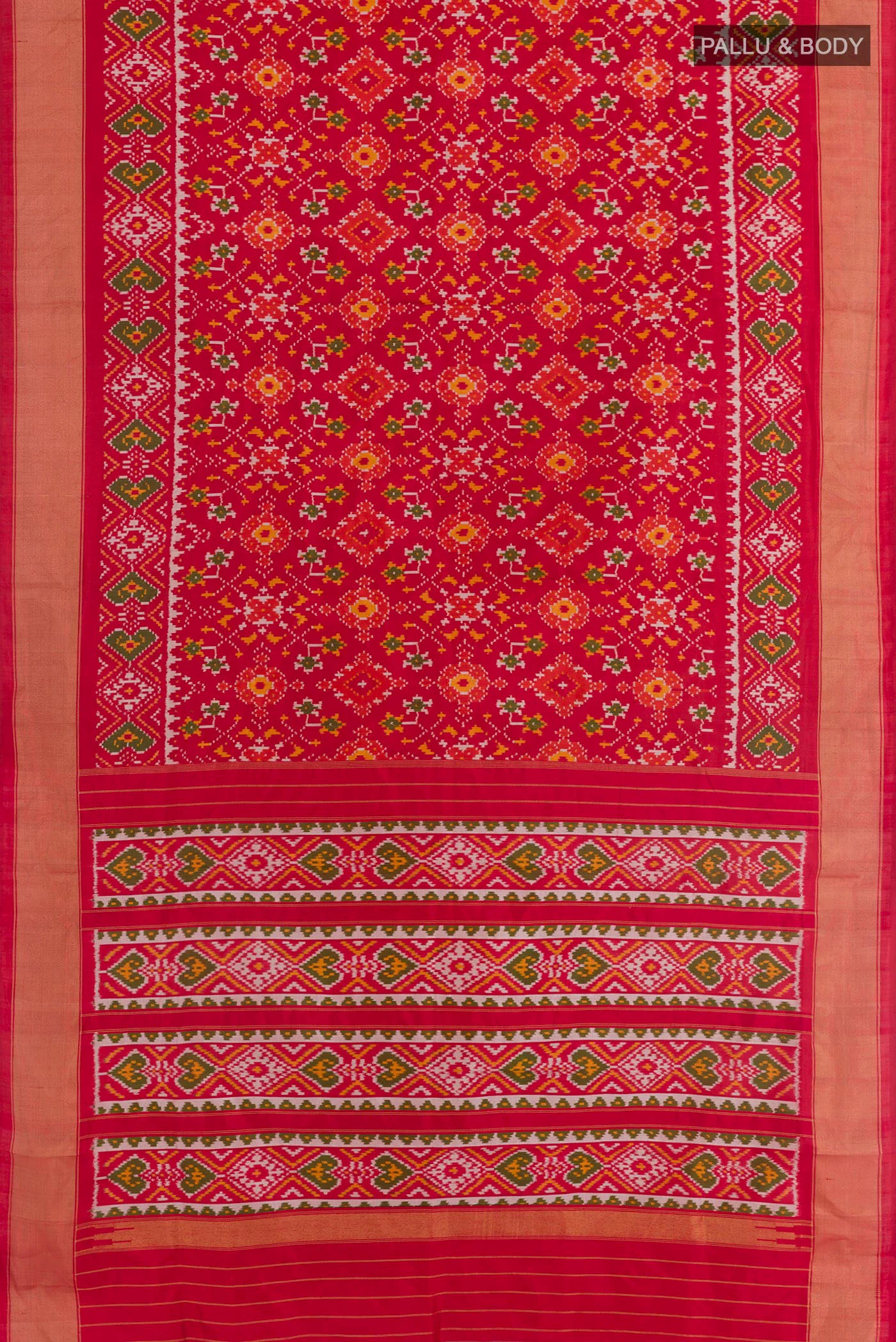 Red Pochampally Silk Saree - Image 3