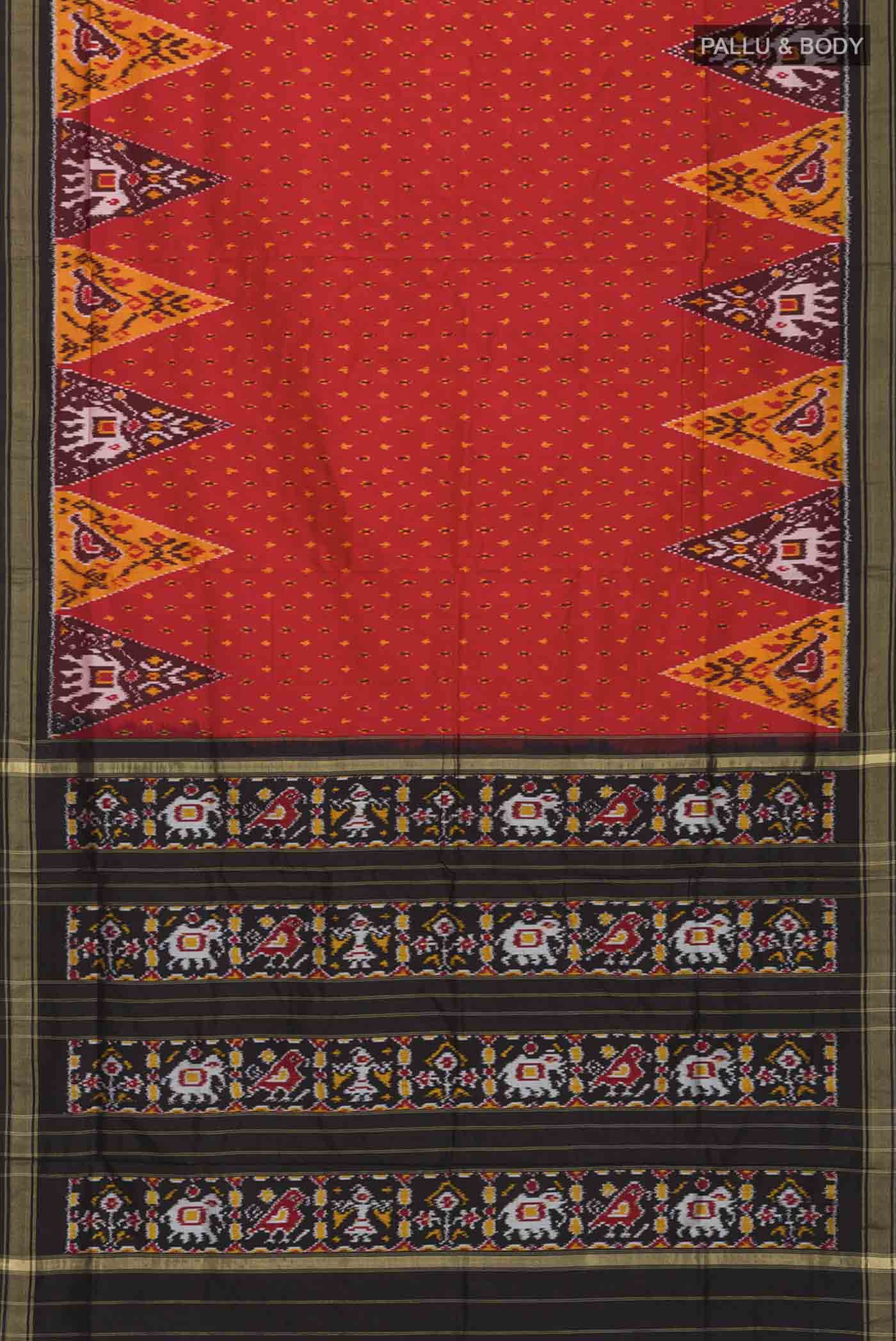 Red Pochampally Silk Saree - Image 6