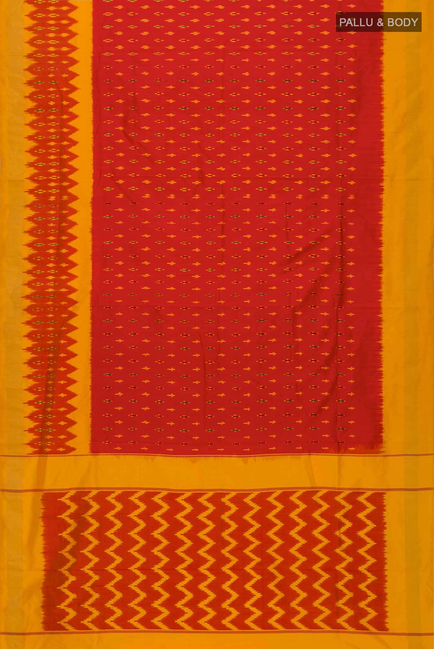 Red Pochampally Silk Saree - Image 3