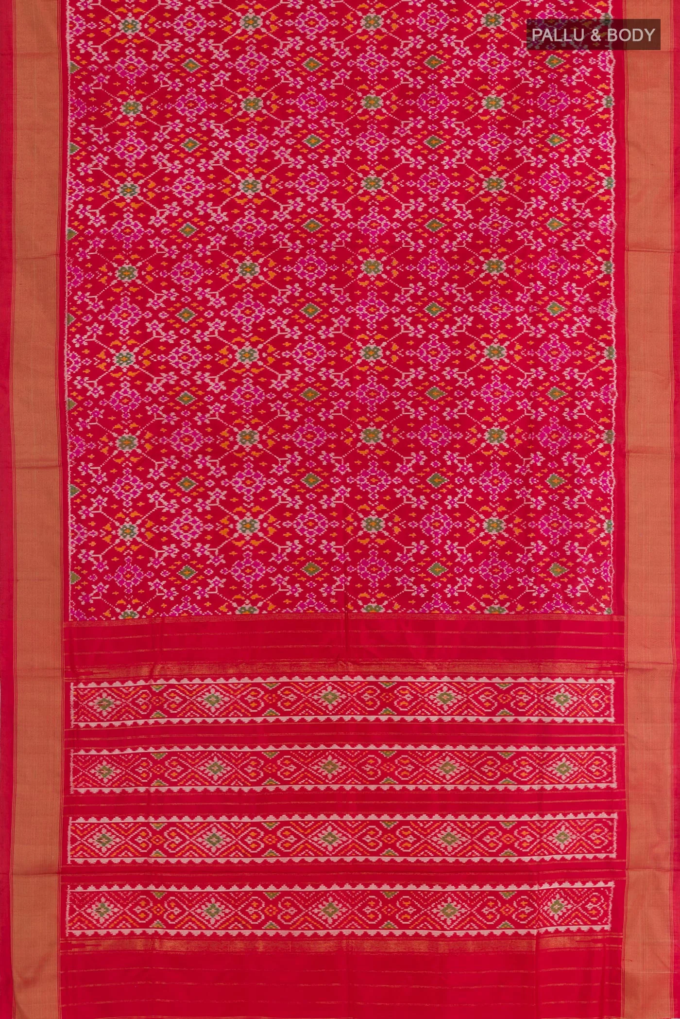 Red Pochampally Silk Saree - Image 3