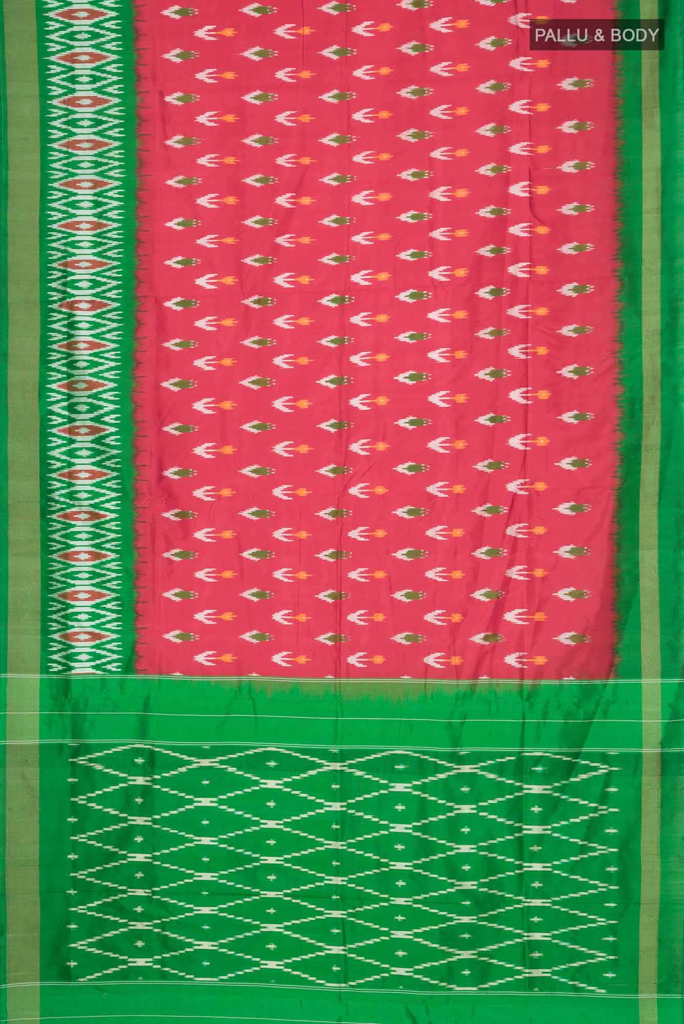 Red Pochampally Silk Saree - Image 3