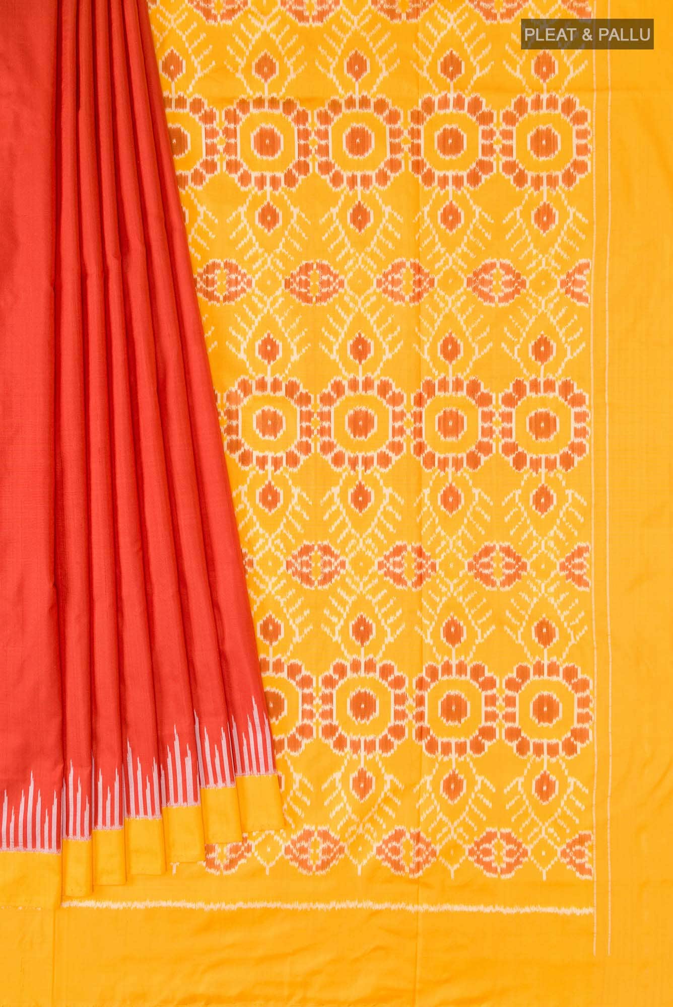 Orange Pochampally Silk Saree - Image 2