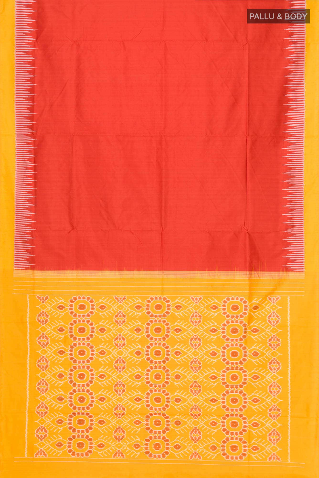 Orange Pochampally Silk Saree - Image 4