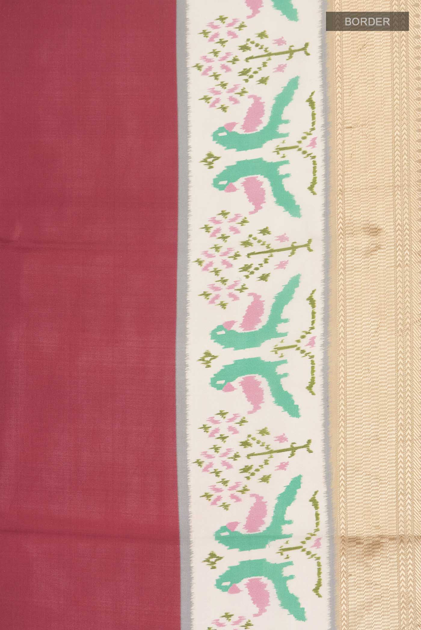 Red Printed Silk Saree - Image 3