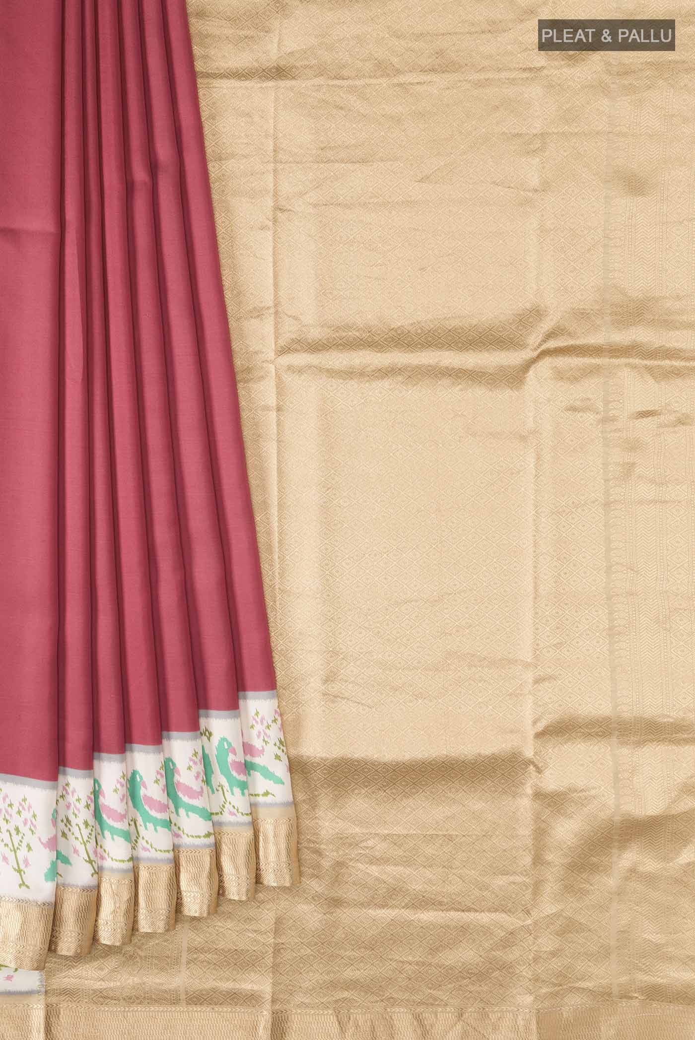 Red Printed Silk Saree - Image 4