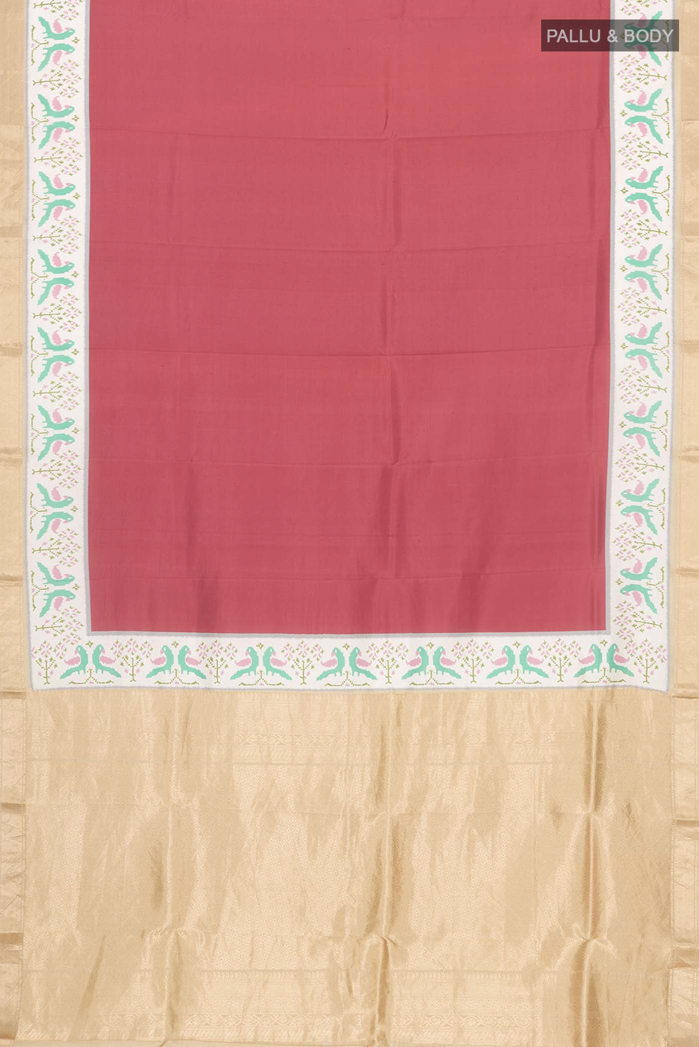 Red Printed Silk Saree - Image 6