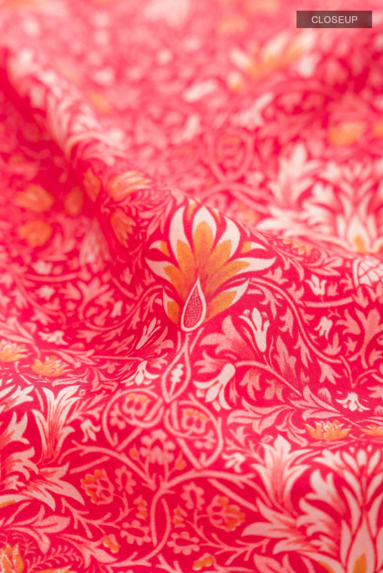 Red Printed Silk Saree - Image 2