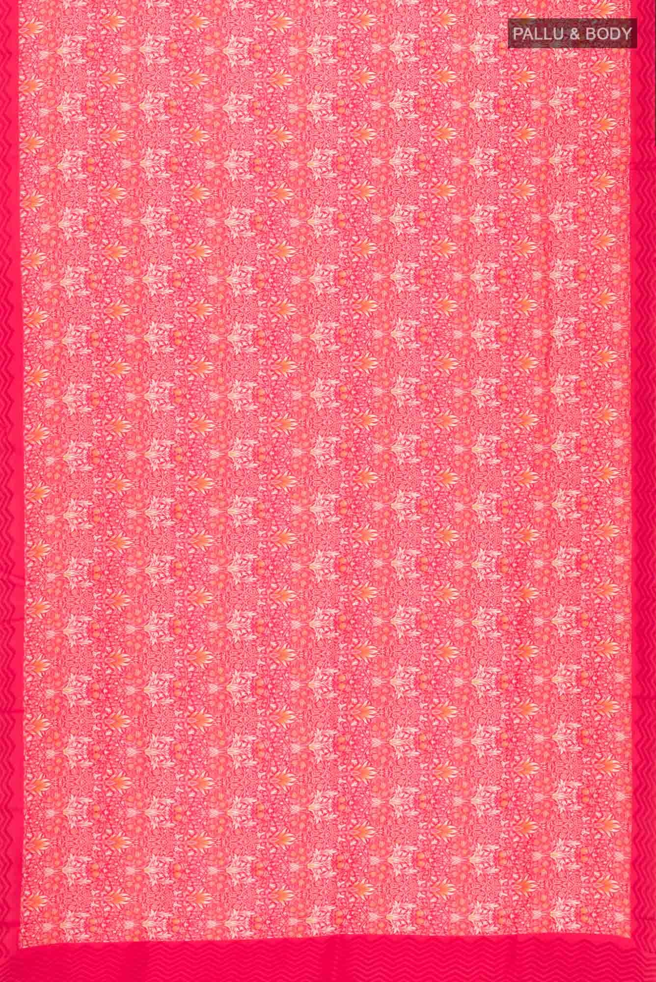 Red Printed Silk Saree - Image 3