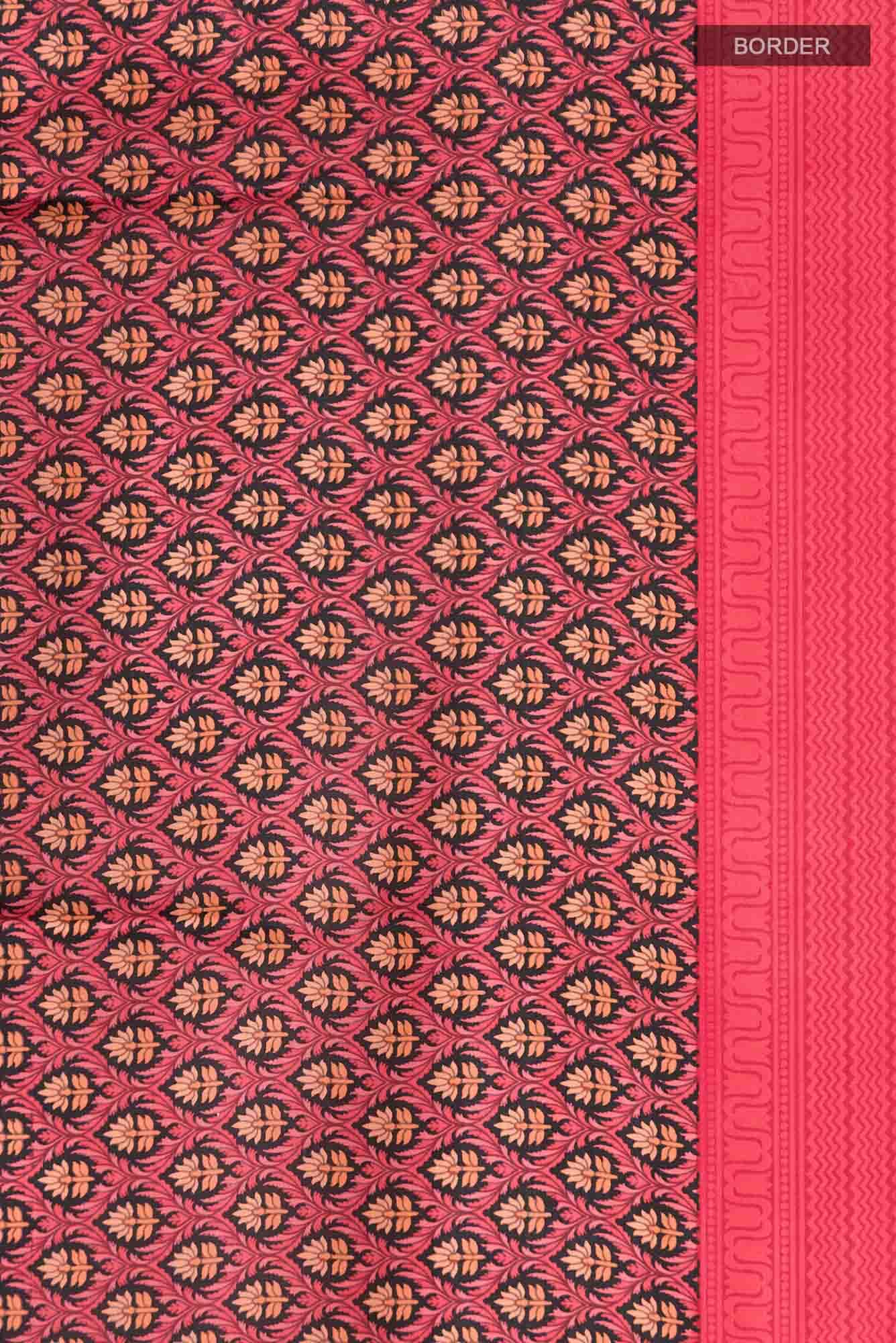 Red Printed Silk Saree - Image 4