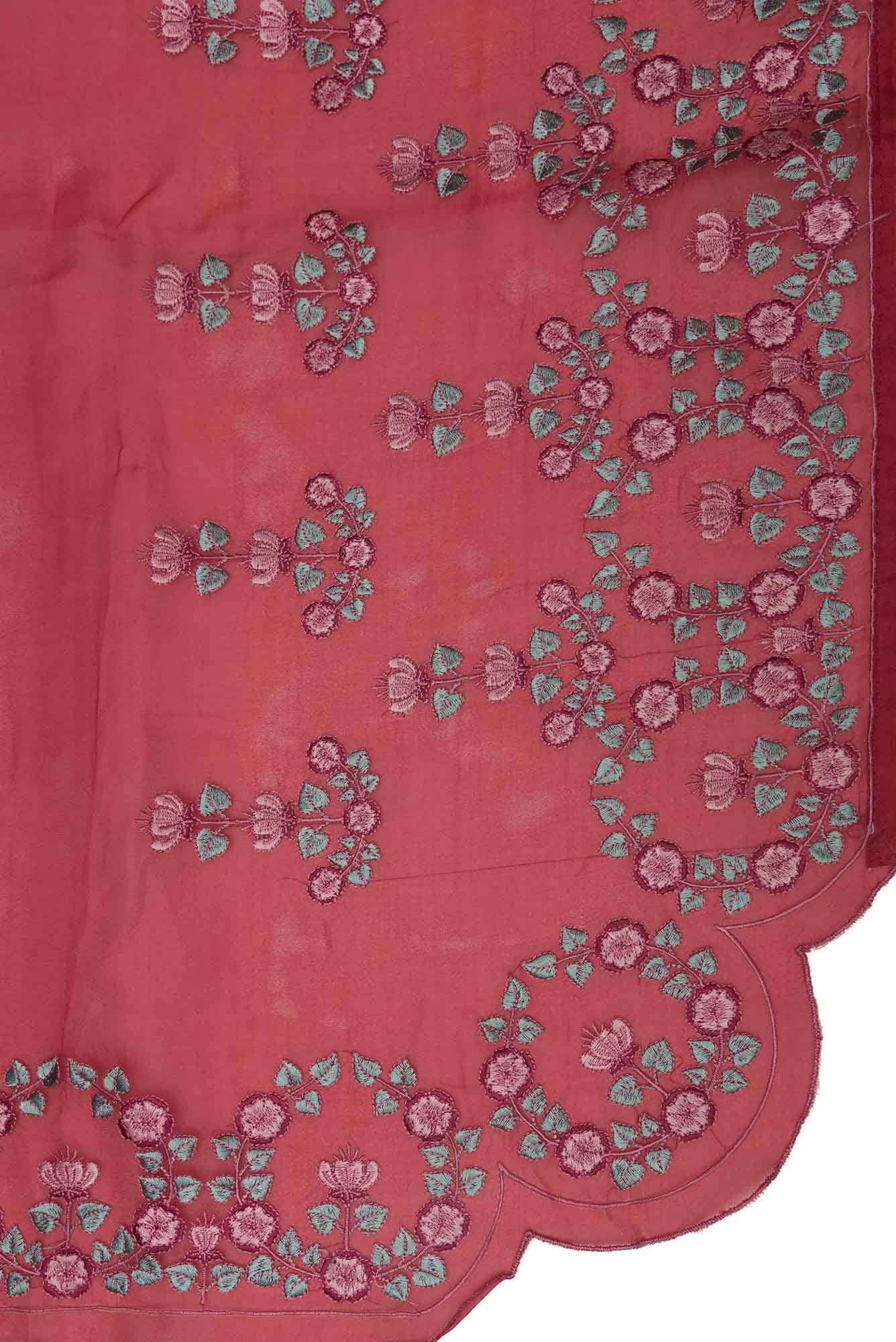 Ethereal Love Red floral design saree from Embroidered Romance Collection by Nalli - Image 4