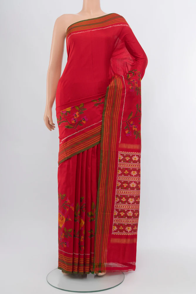 Red Double Ikat Saree