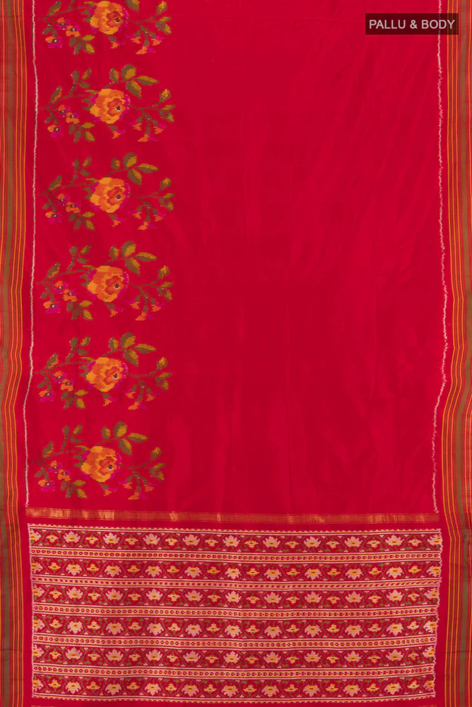 Red Double Ikat Saree - Image 5