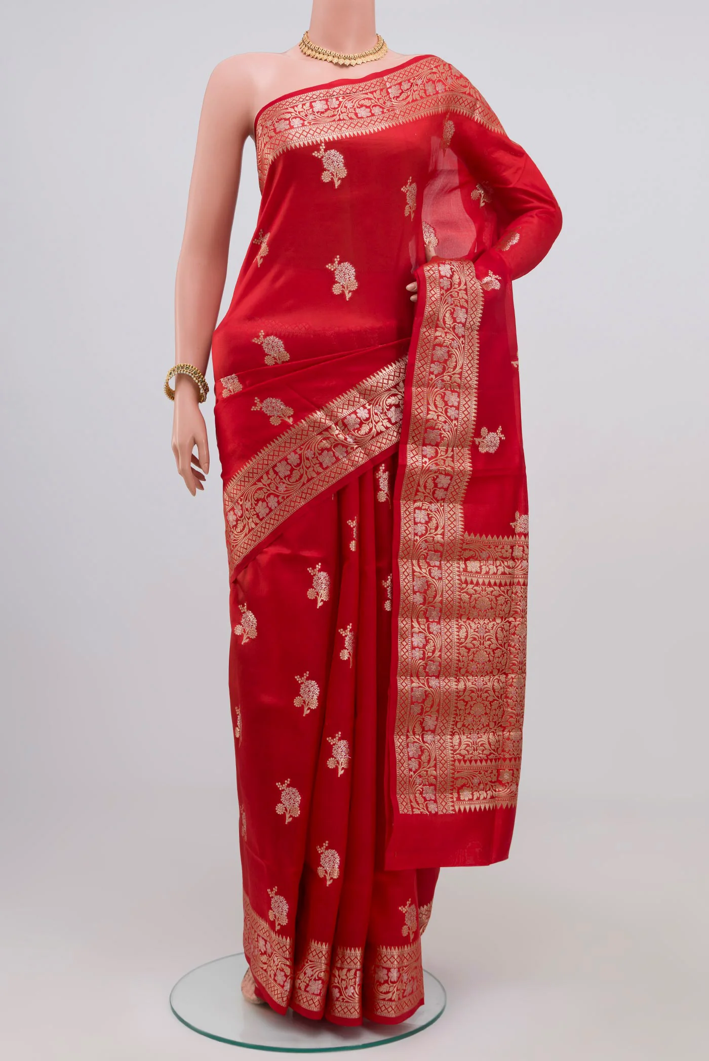 Red Banarasi Raw Silk Saree