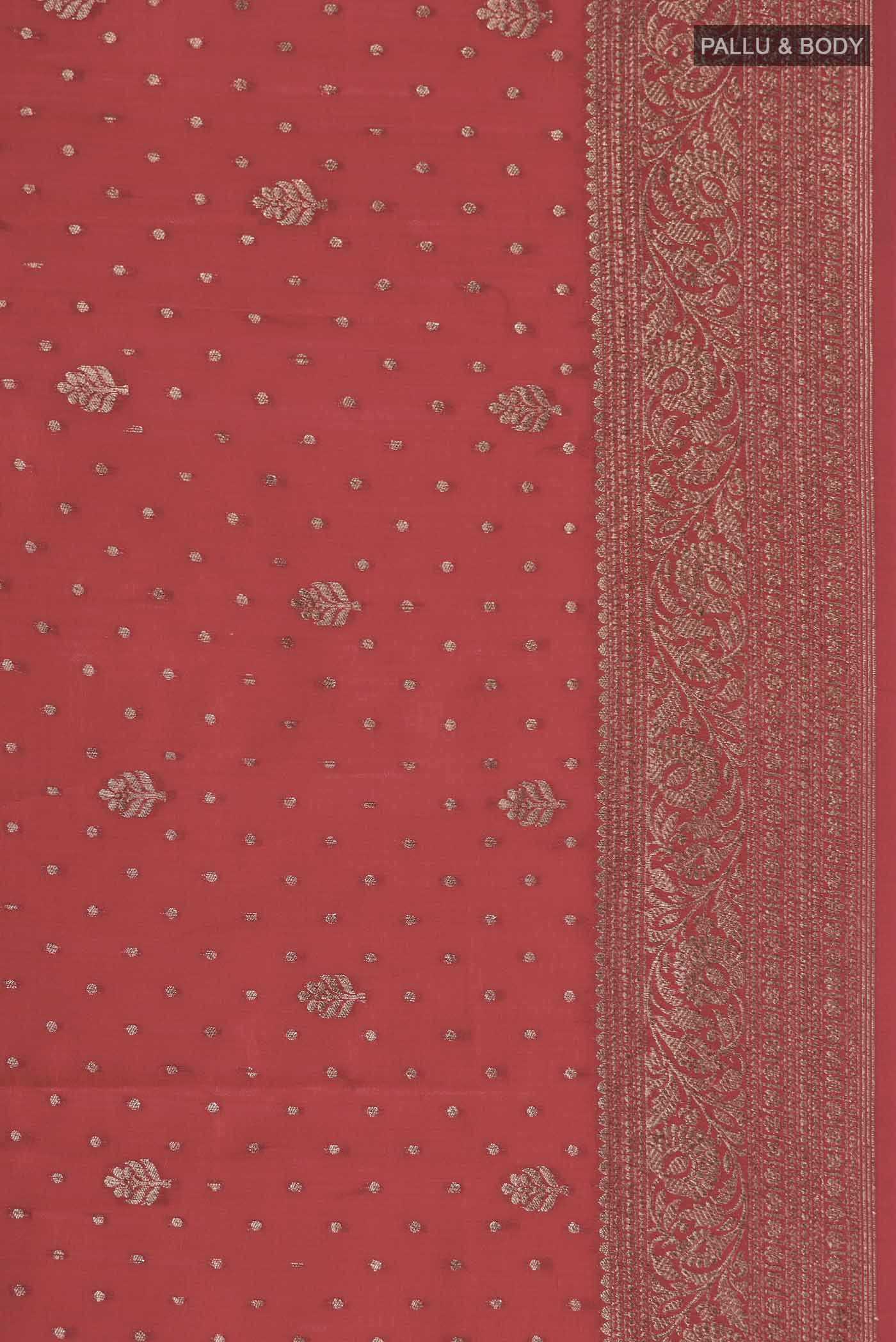 Red Raw Silk Saree - Image 3