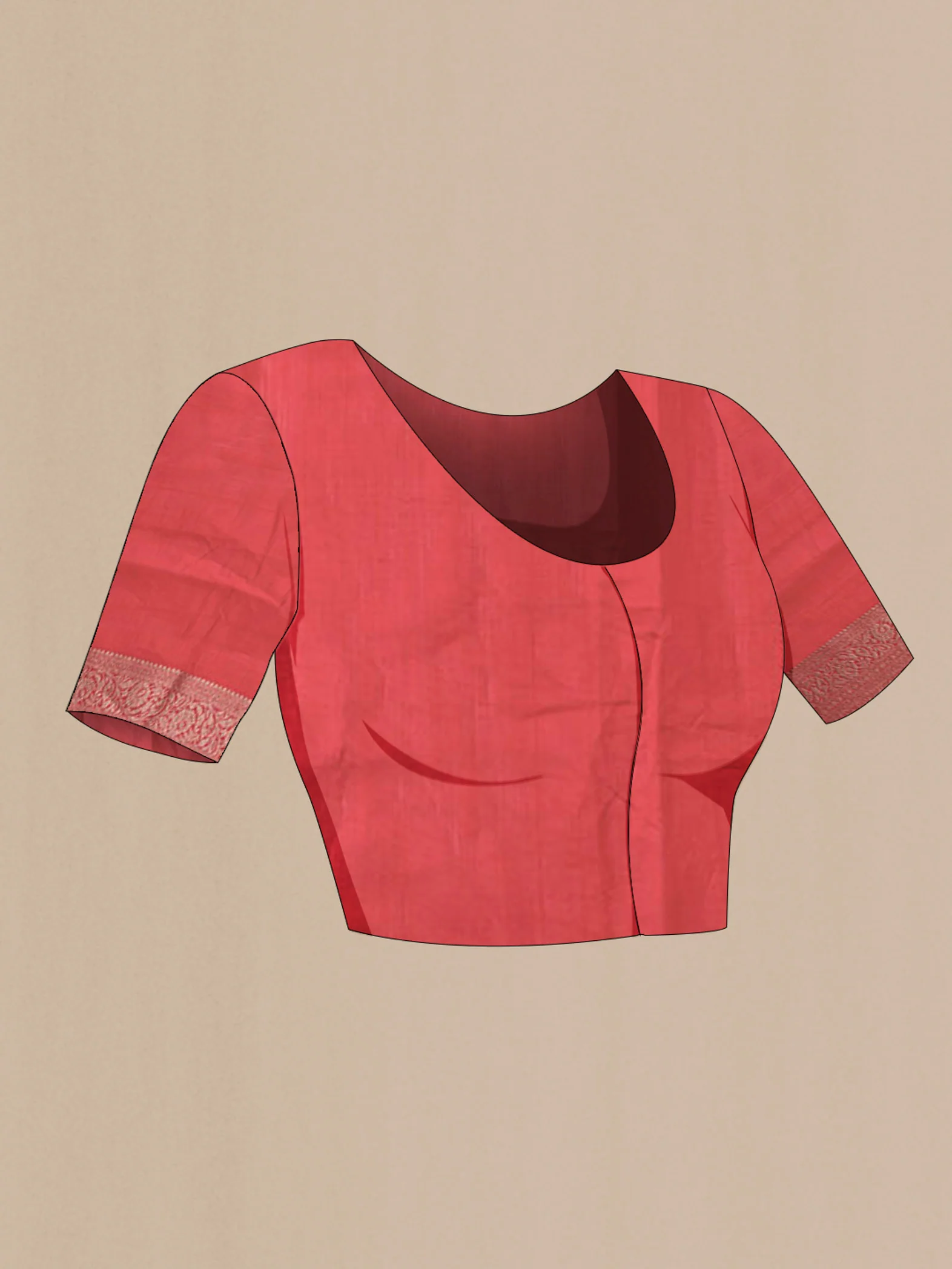 Red Raw Silk Saree - Image 4