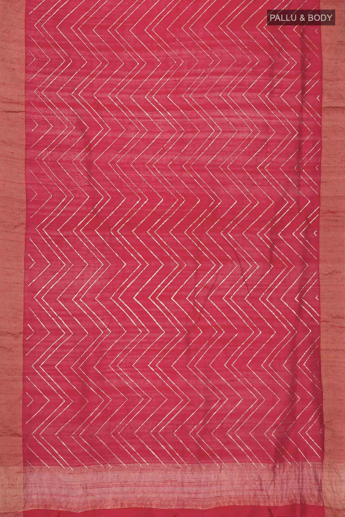 Red Raw Silk Saree - Image 6