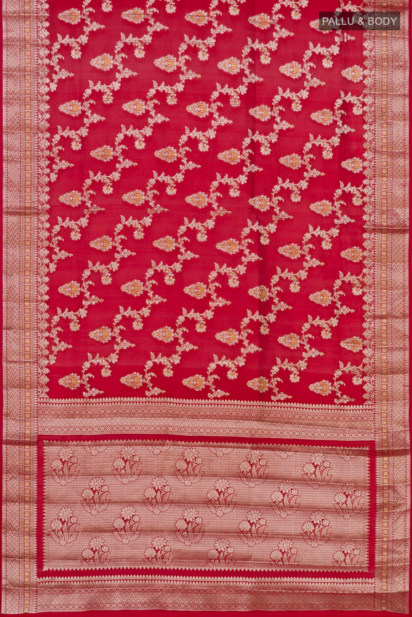 Red Banarasi Raw Silk Saree - Image 5