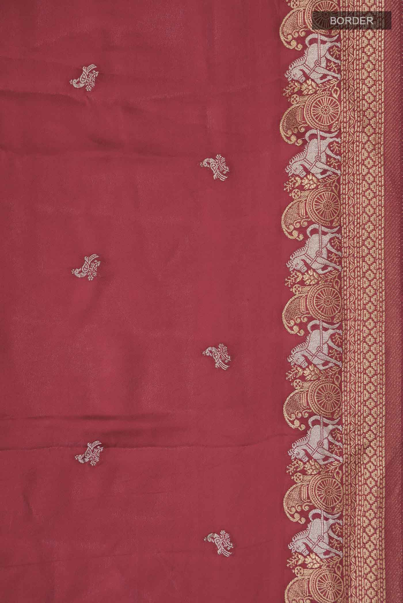 Red Satin Silk Saree - Image 3