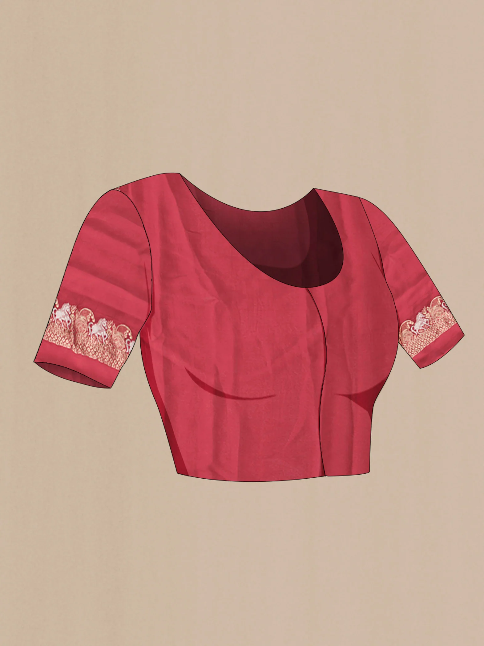 Red Satin Silk Saree - Image 4