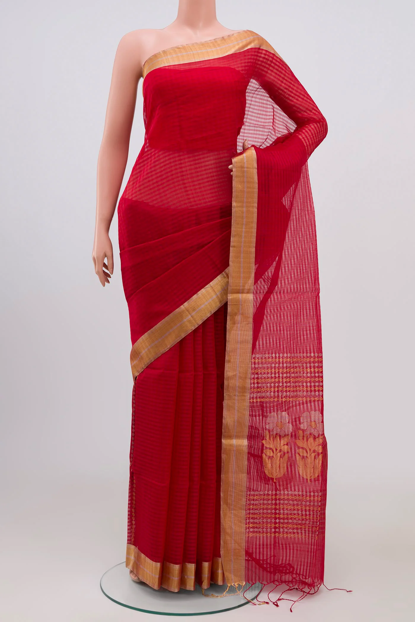 Red Coimbatore Silk Cotton Saree