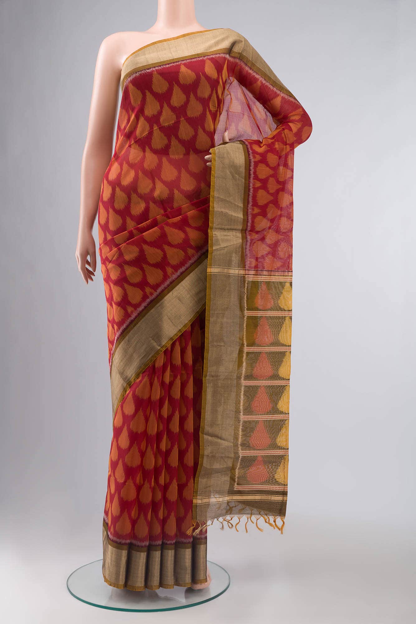 Red Silk Cotton Saree