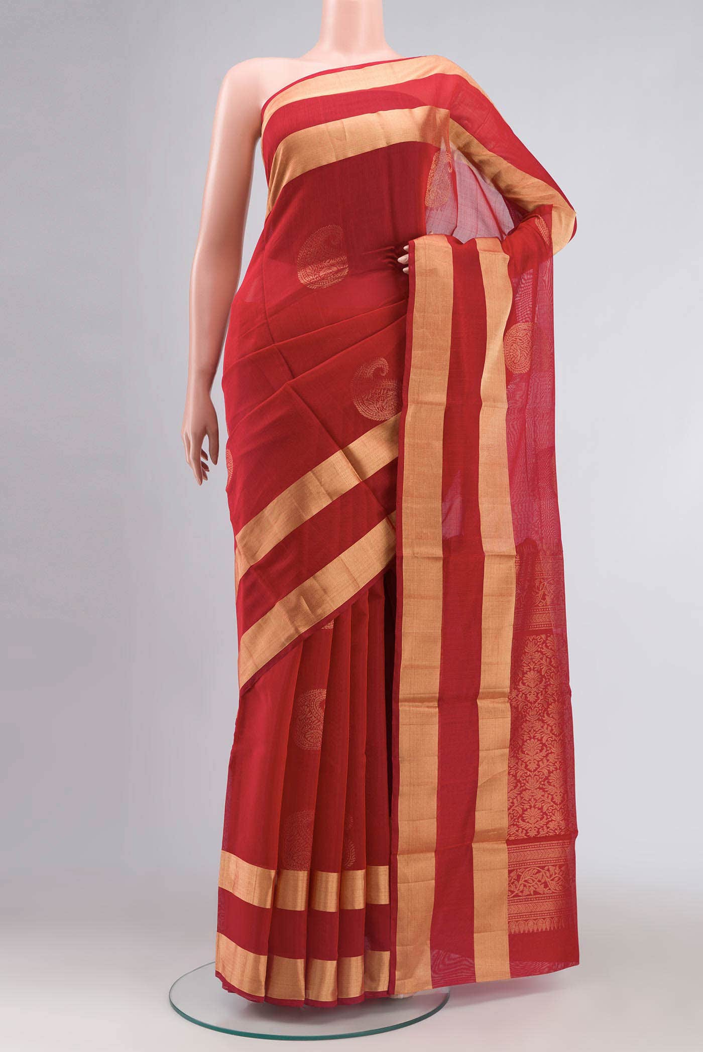 Red Silk Cotton Saree