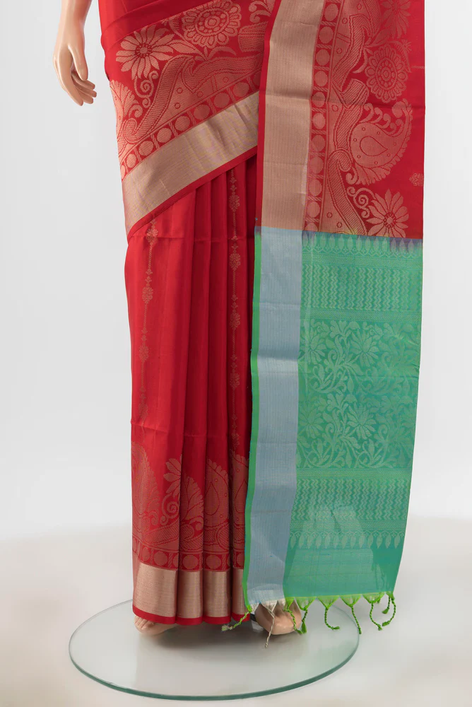 Red Soft Silk Saree - Image 3
