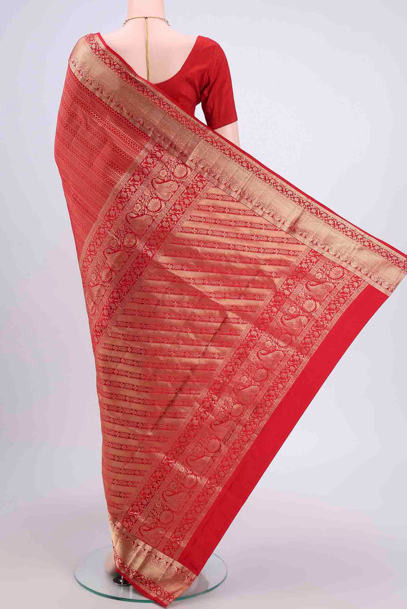 Red Soft Silk Saree - Image 3