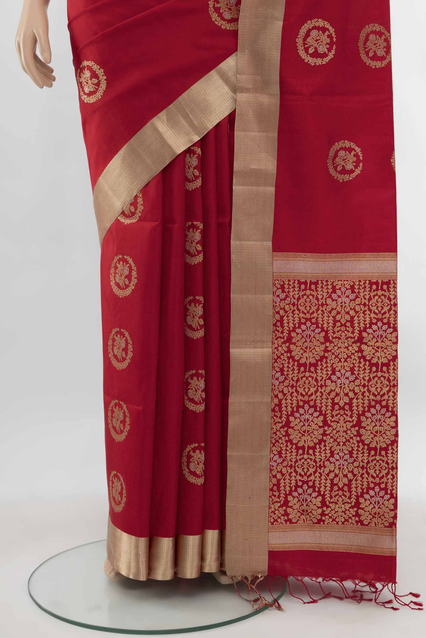 Red Soft Silk Saree - Image 3