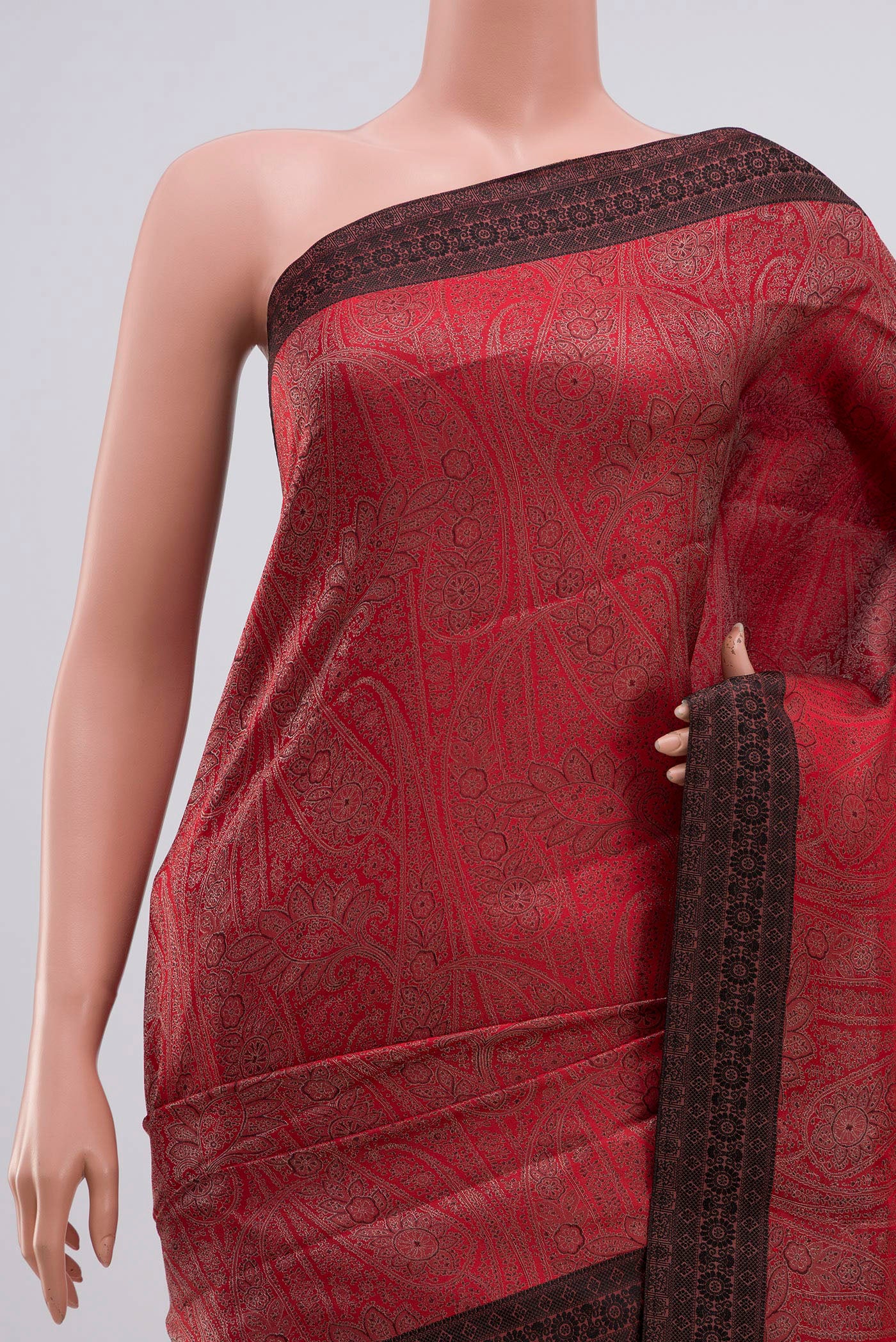 Imperial Red Soft Silk Saree - Image 2