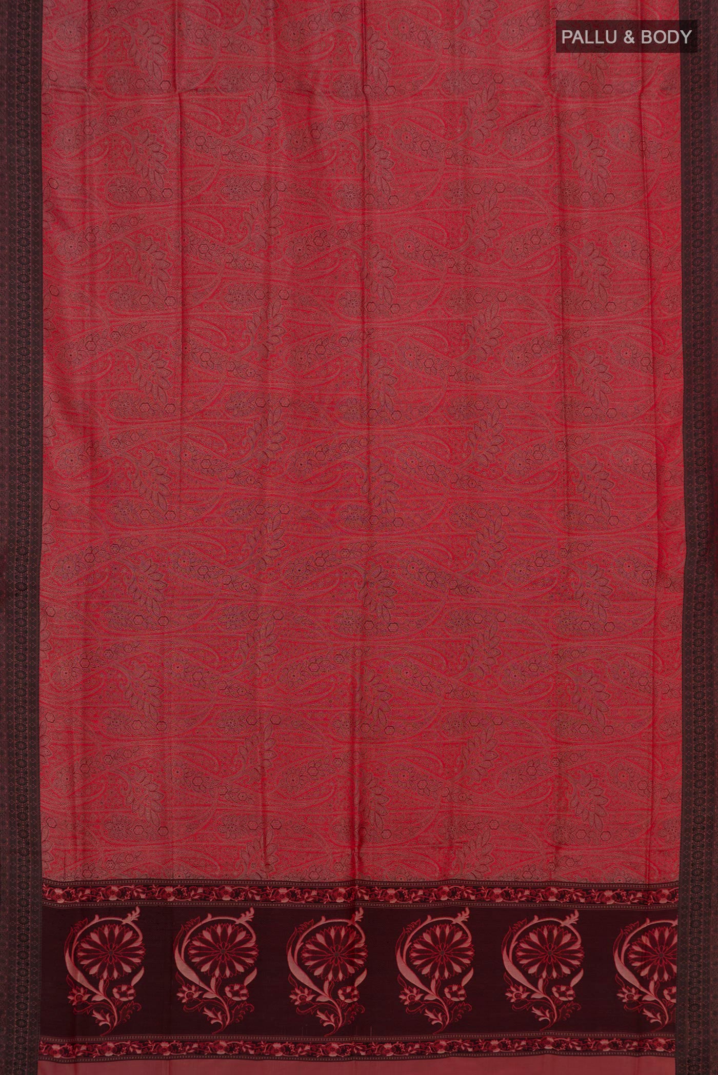 Imperial Red Soft Silk Saree - Image 5