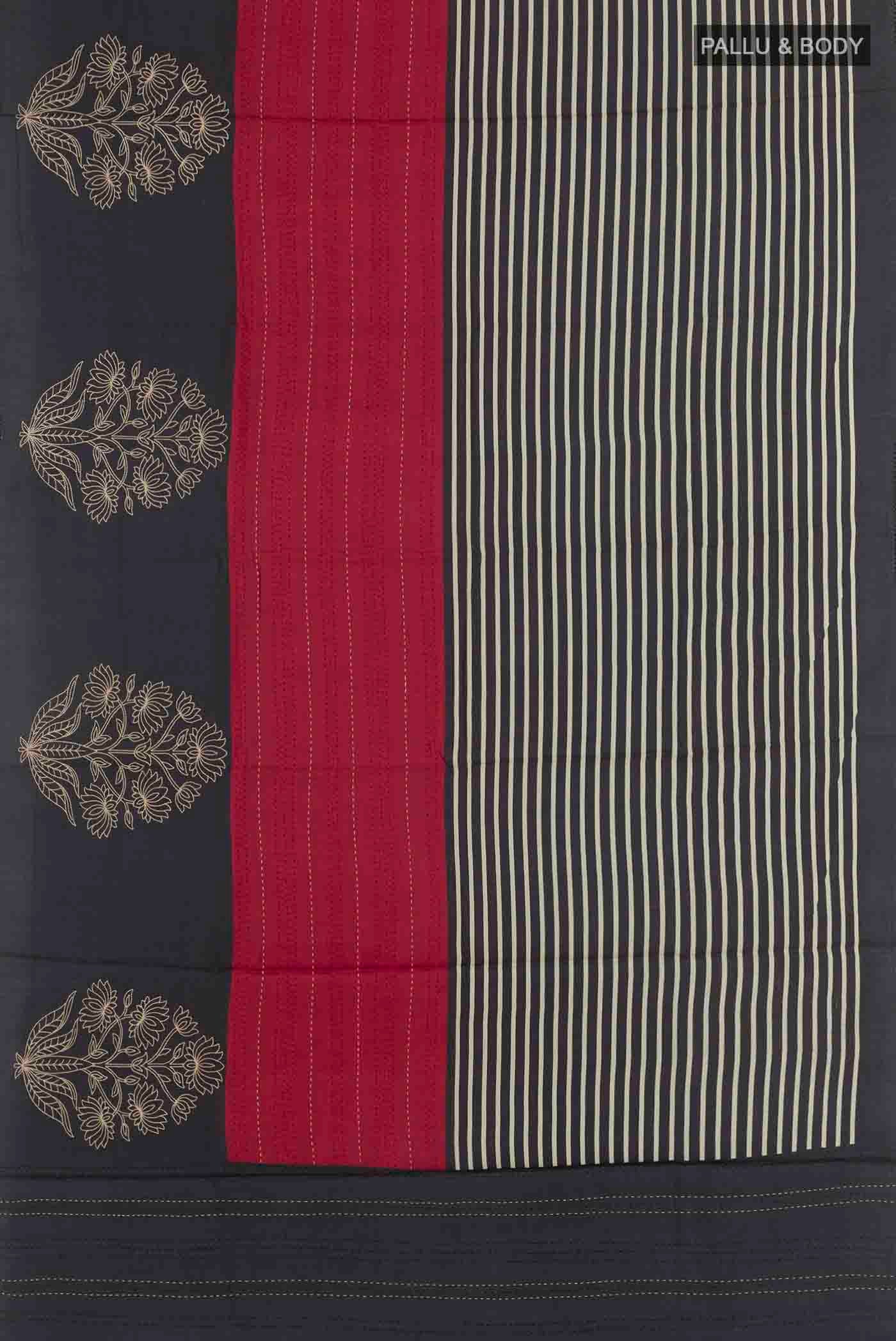 Red Tussar Saree - Image 3