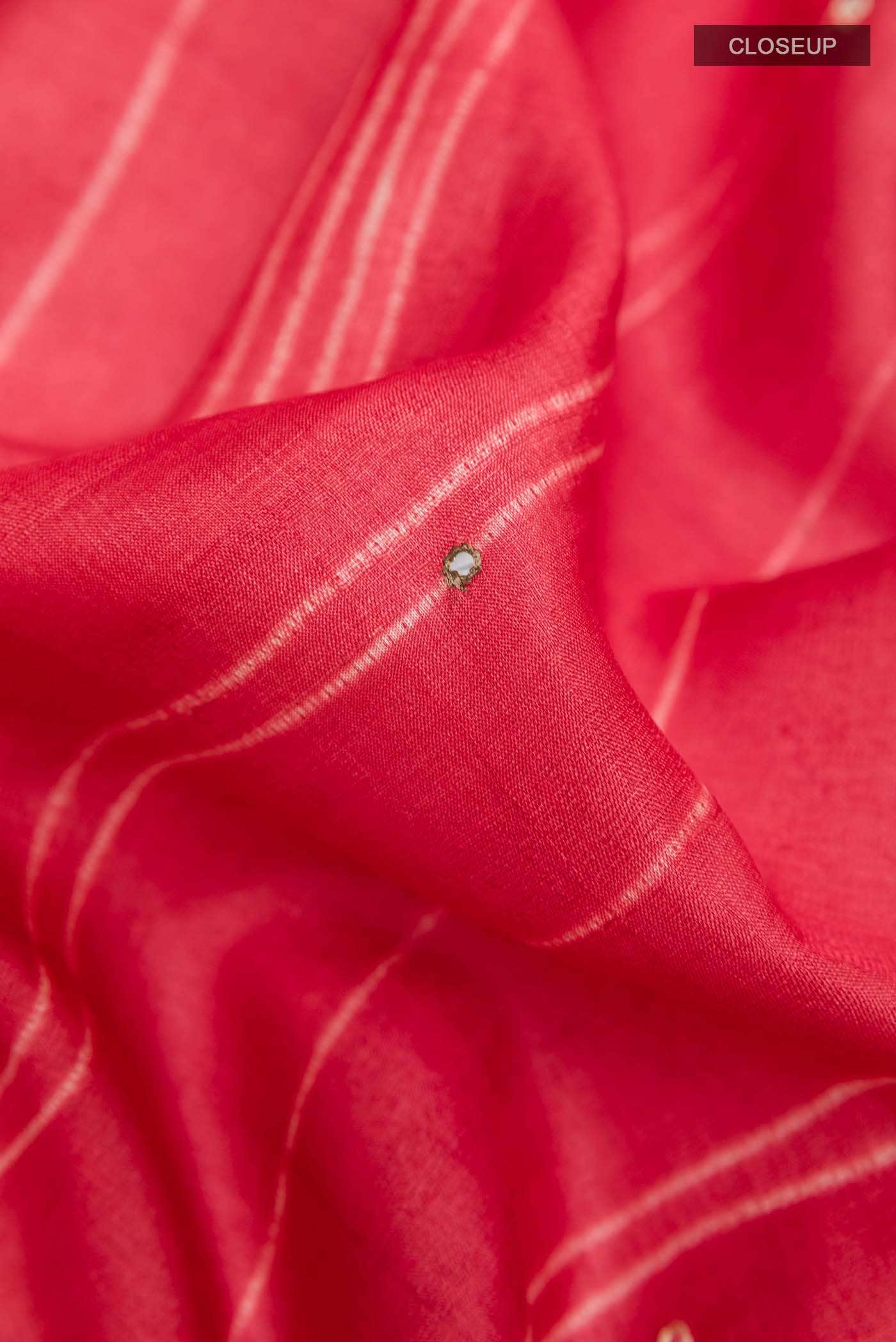 Red Tussar Saree - Image 2