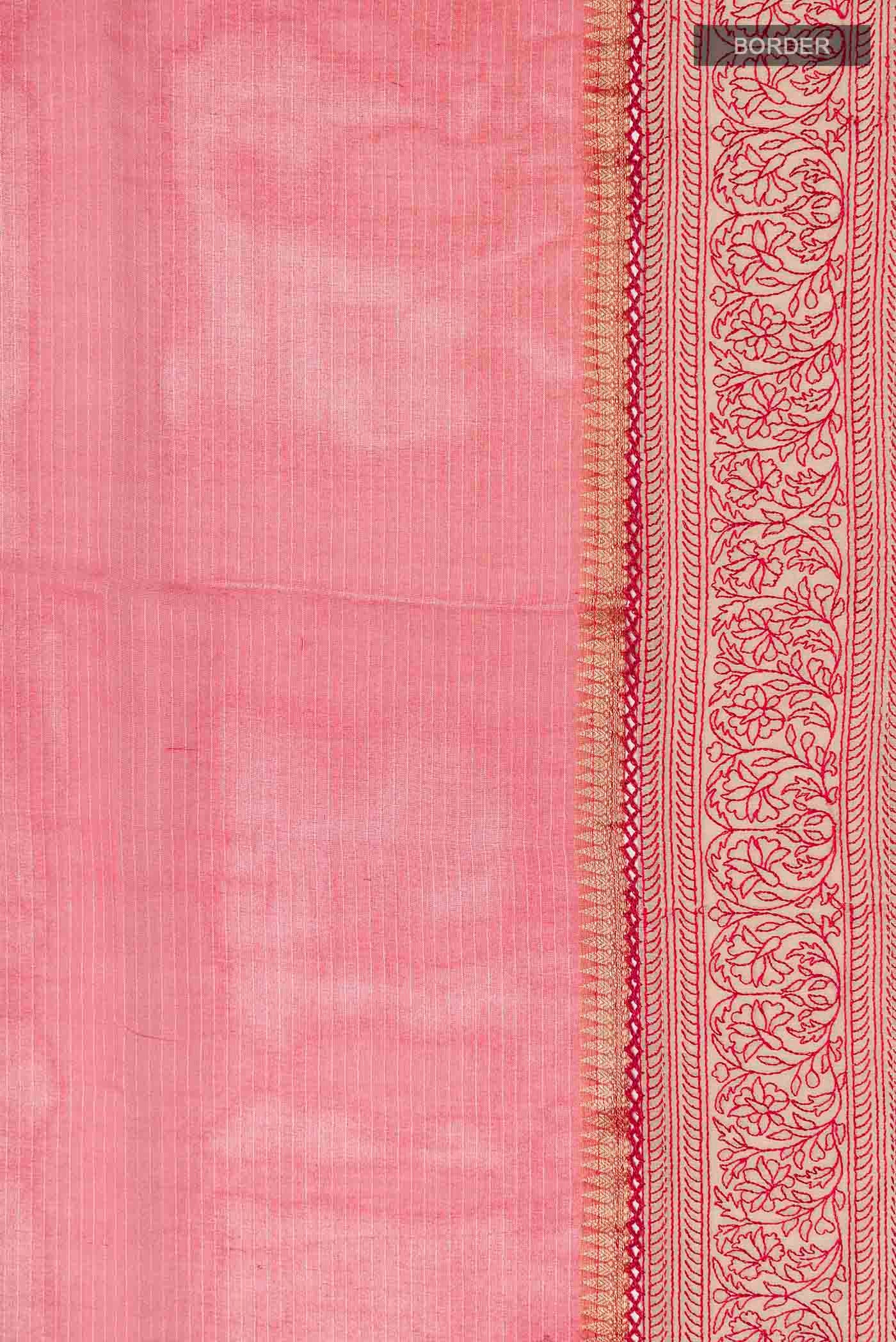 Red Tussar Silk Saree - Image 3
