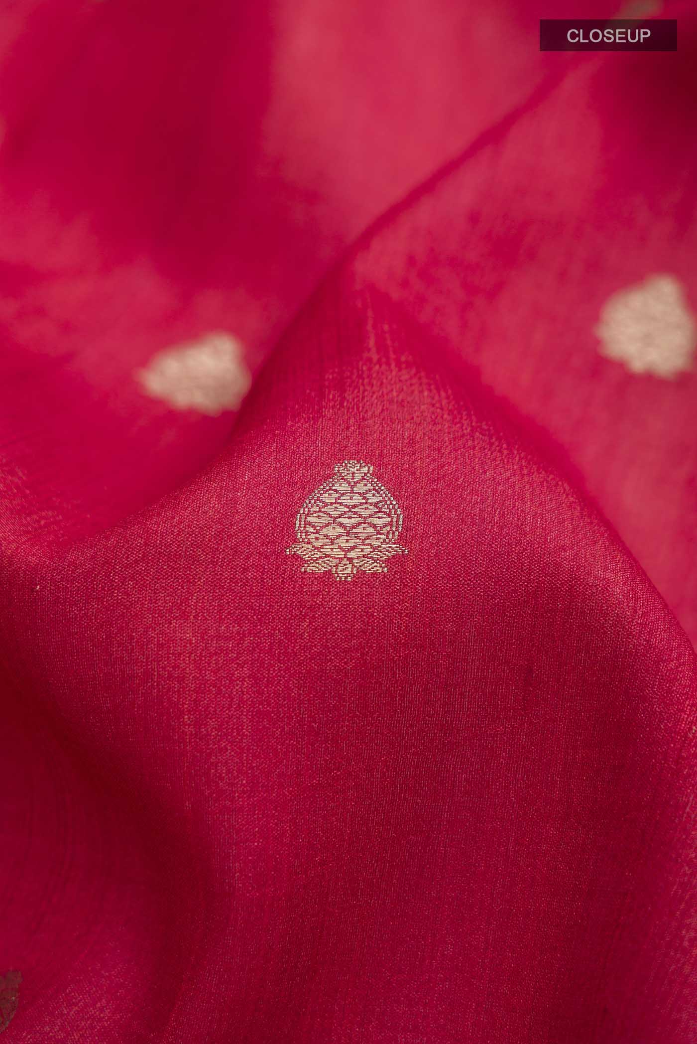 Red Tussar Silk Saree - Image 2