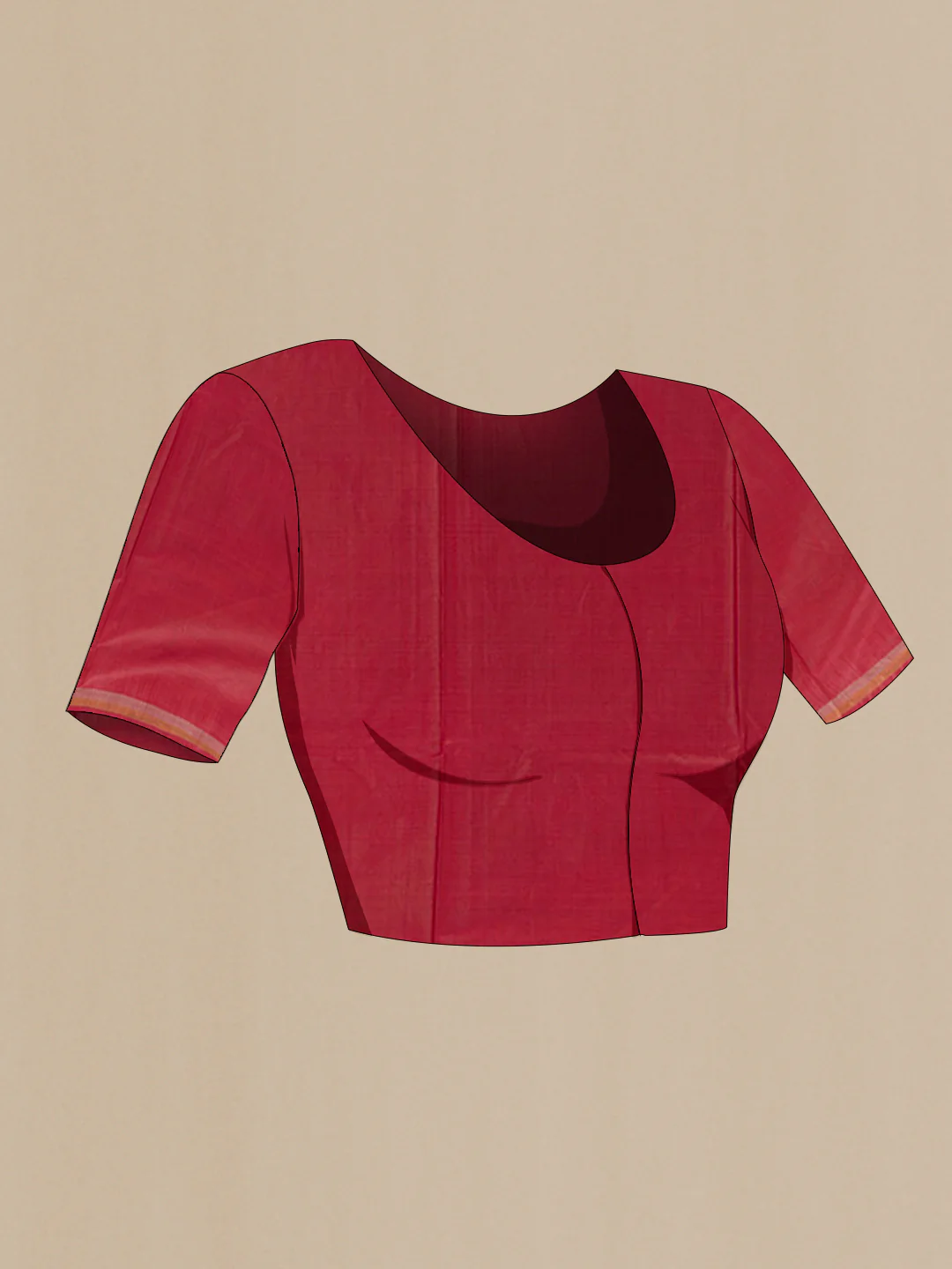 Red Tussar Silk Saree - Image 2