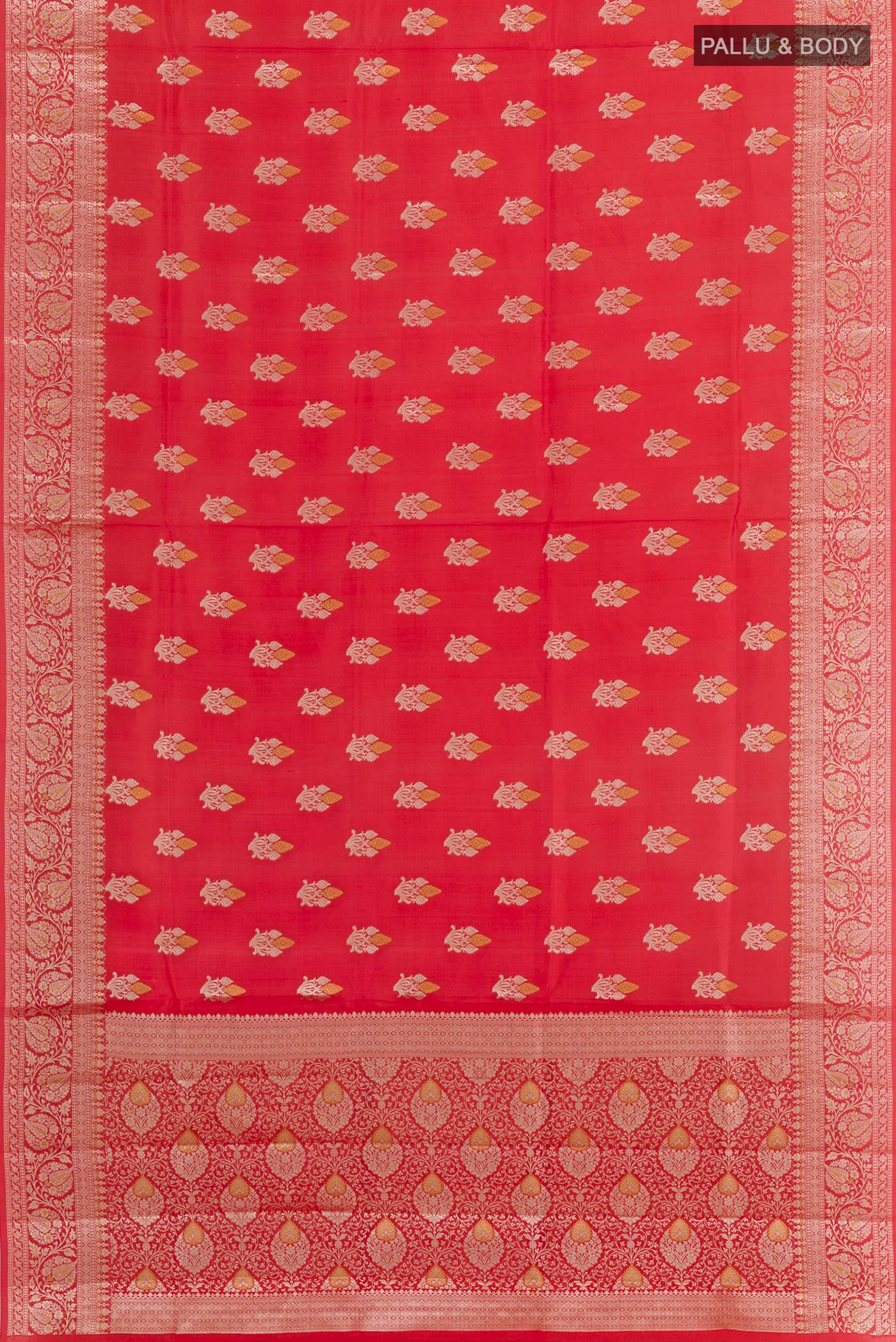 Red Banarasi Raw Silk Saree - Image 3