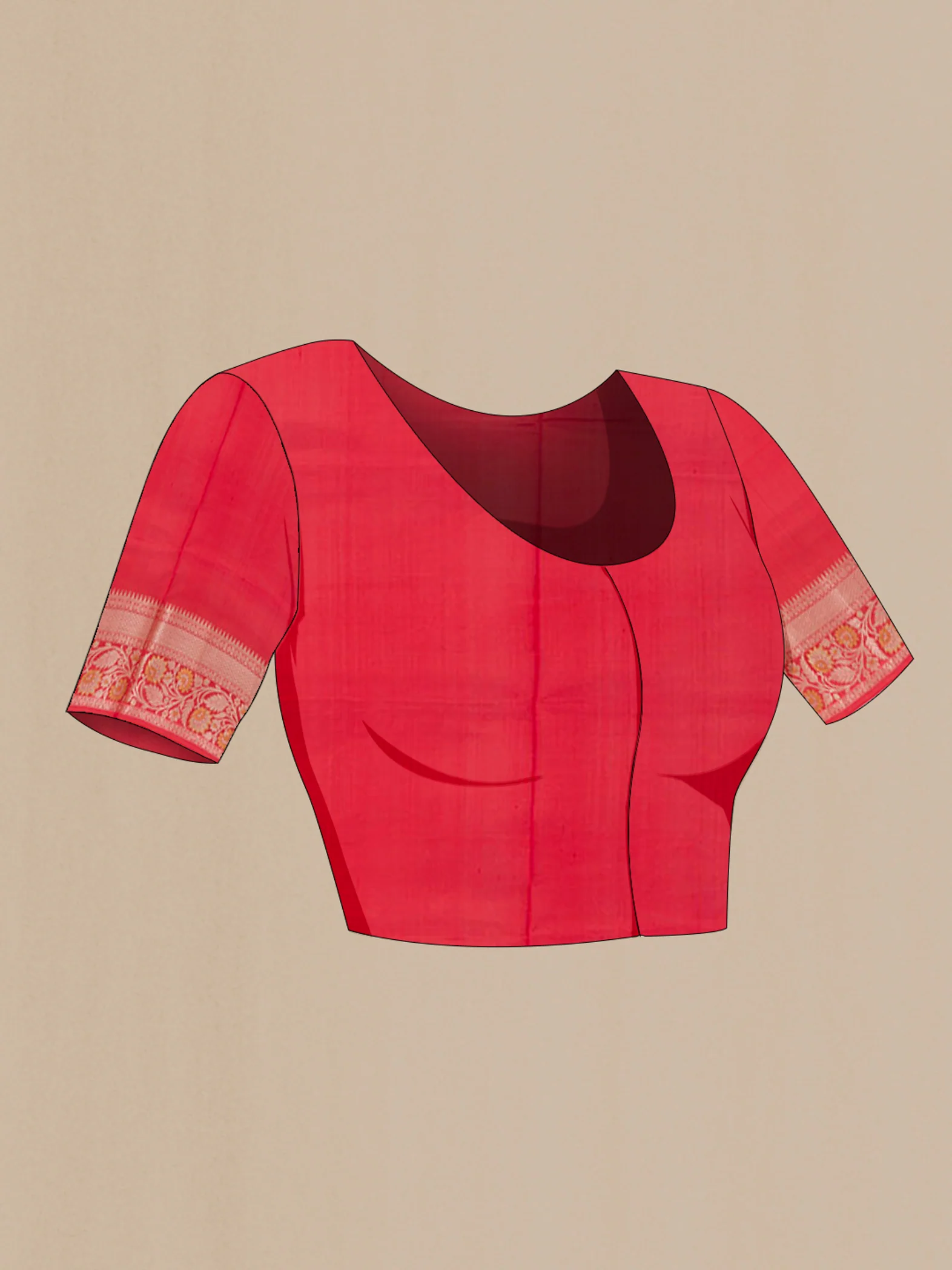 Red Banarasi Tussar Silk Saree - Image 2