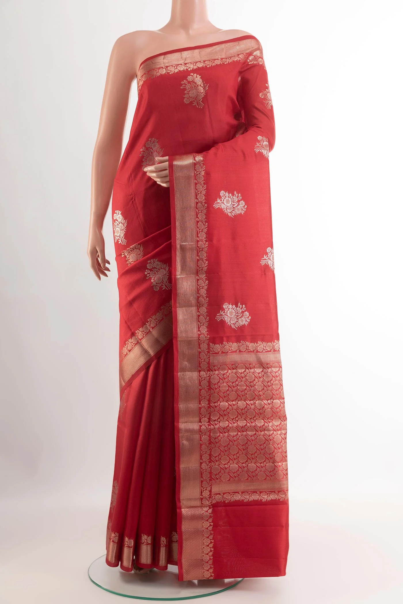Red Banarasi Raw Silk Saree