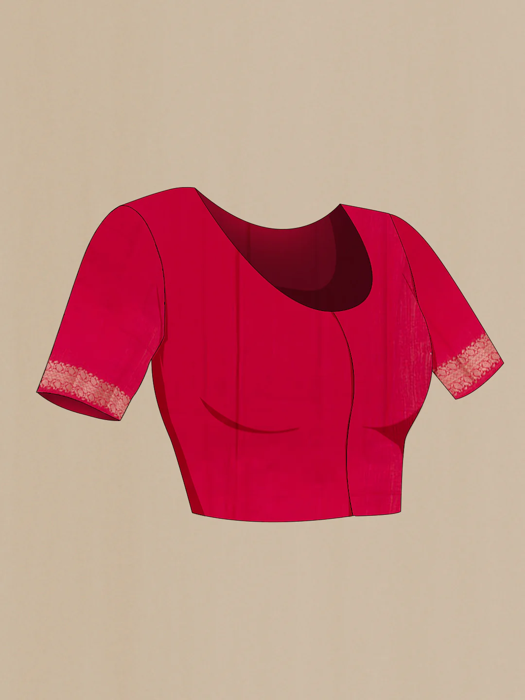 Red Tussar Silk Saree - Image 2