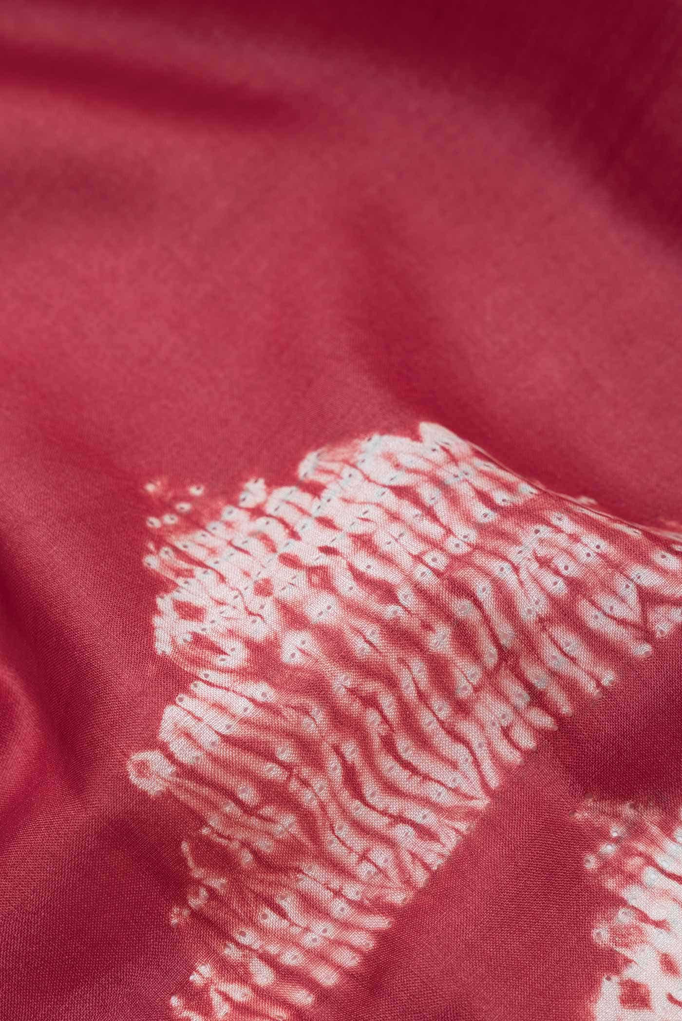 Red Tussar Silk Saree - Image 2