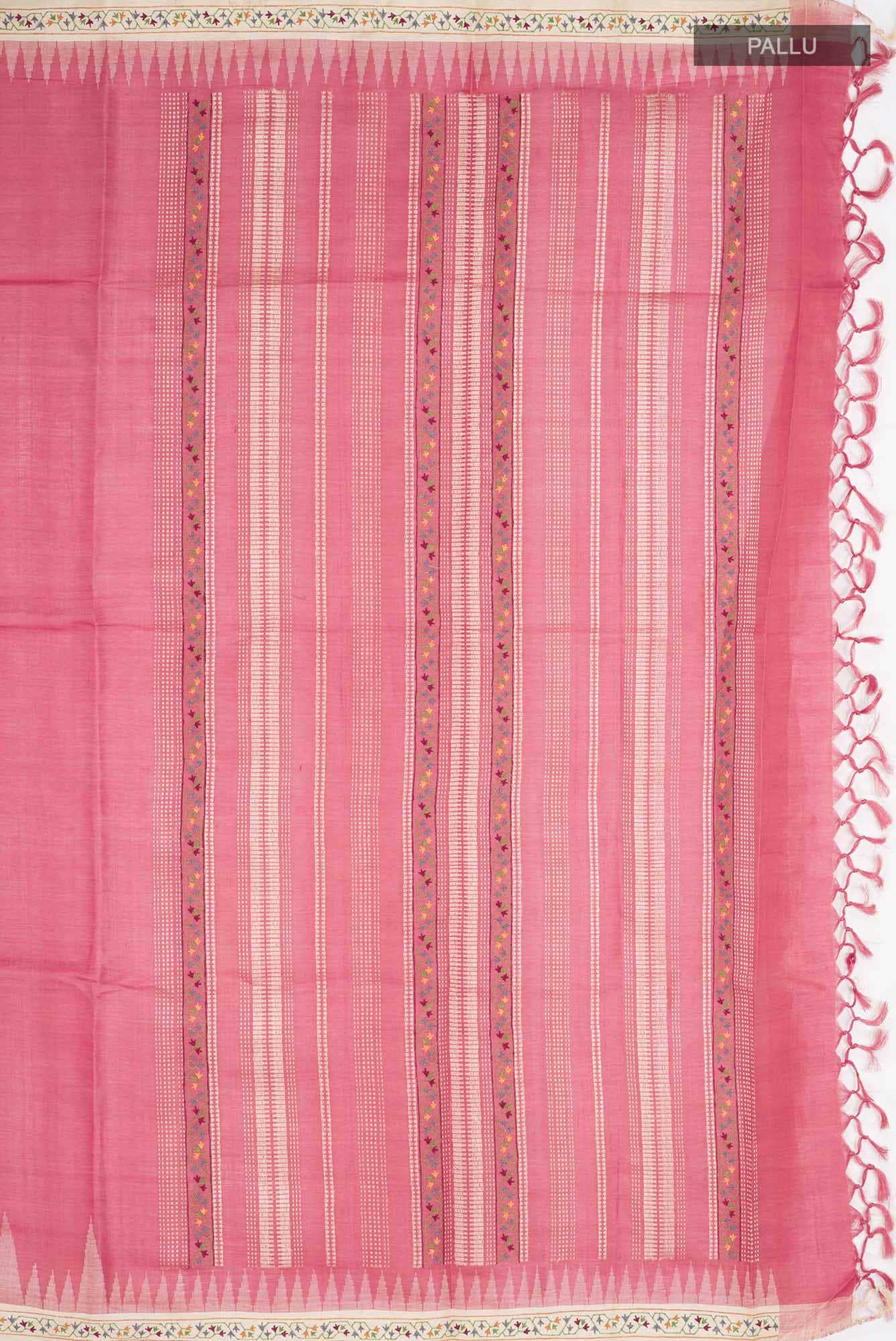 Red Tussar Silk Saree - Image 5