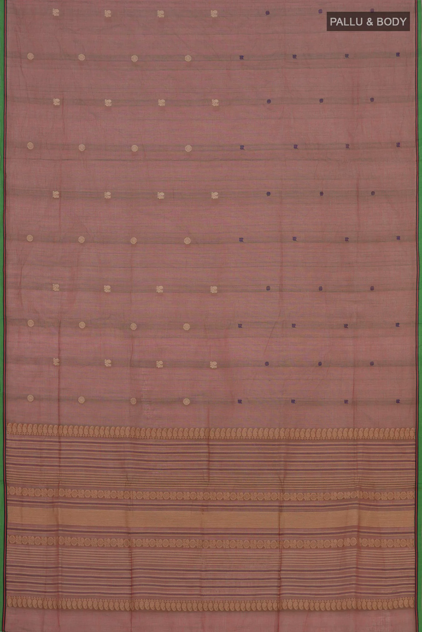 Green with Red Color Coimbatore Cotton Saree - Image 5