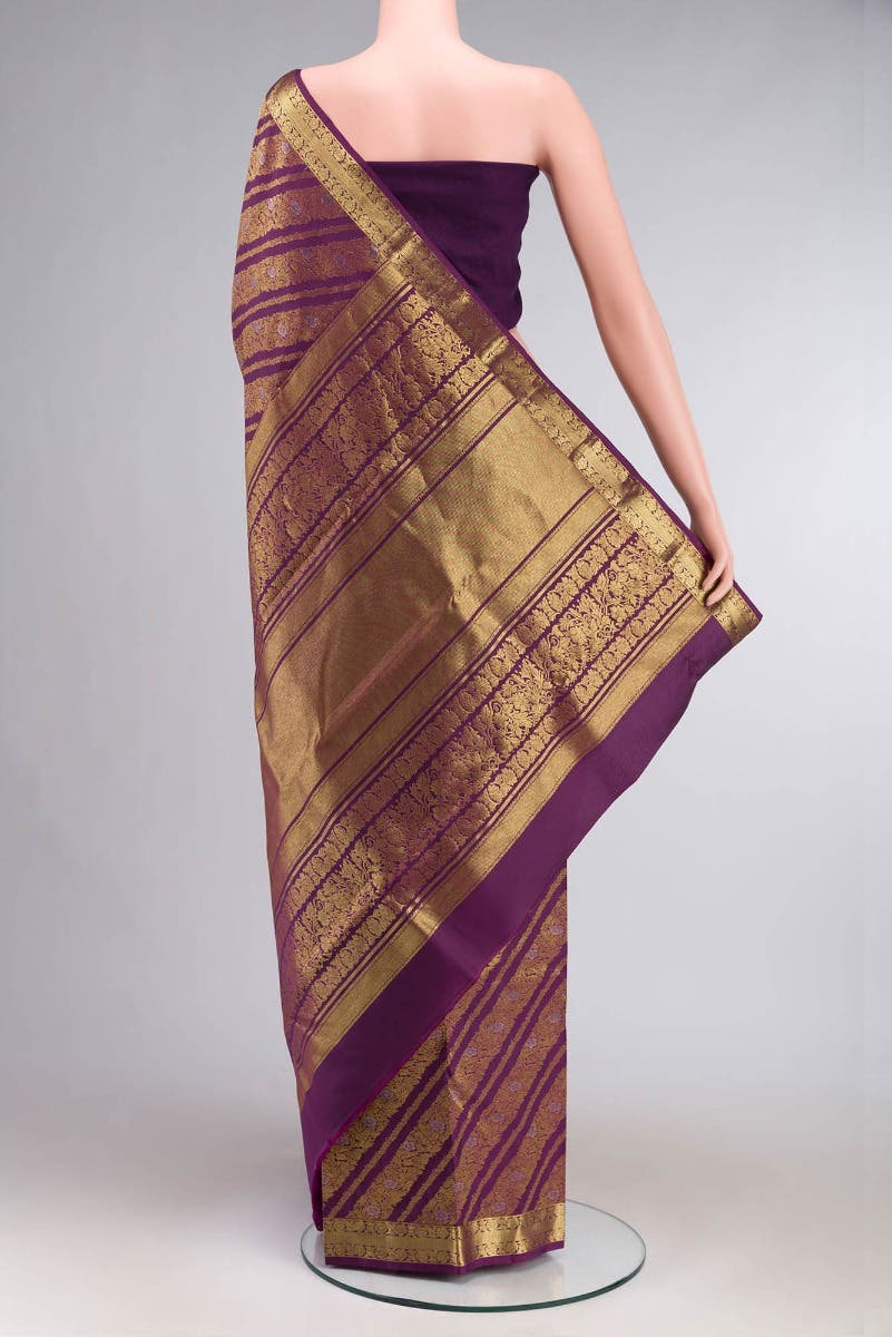 Rohini-Purple Kanchipuram Silk Saree - Image 5